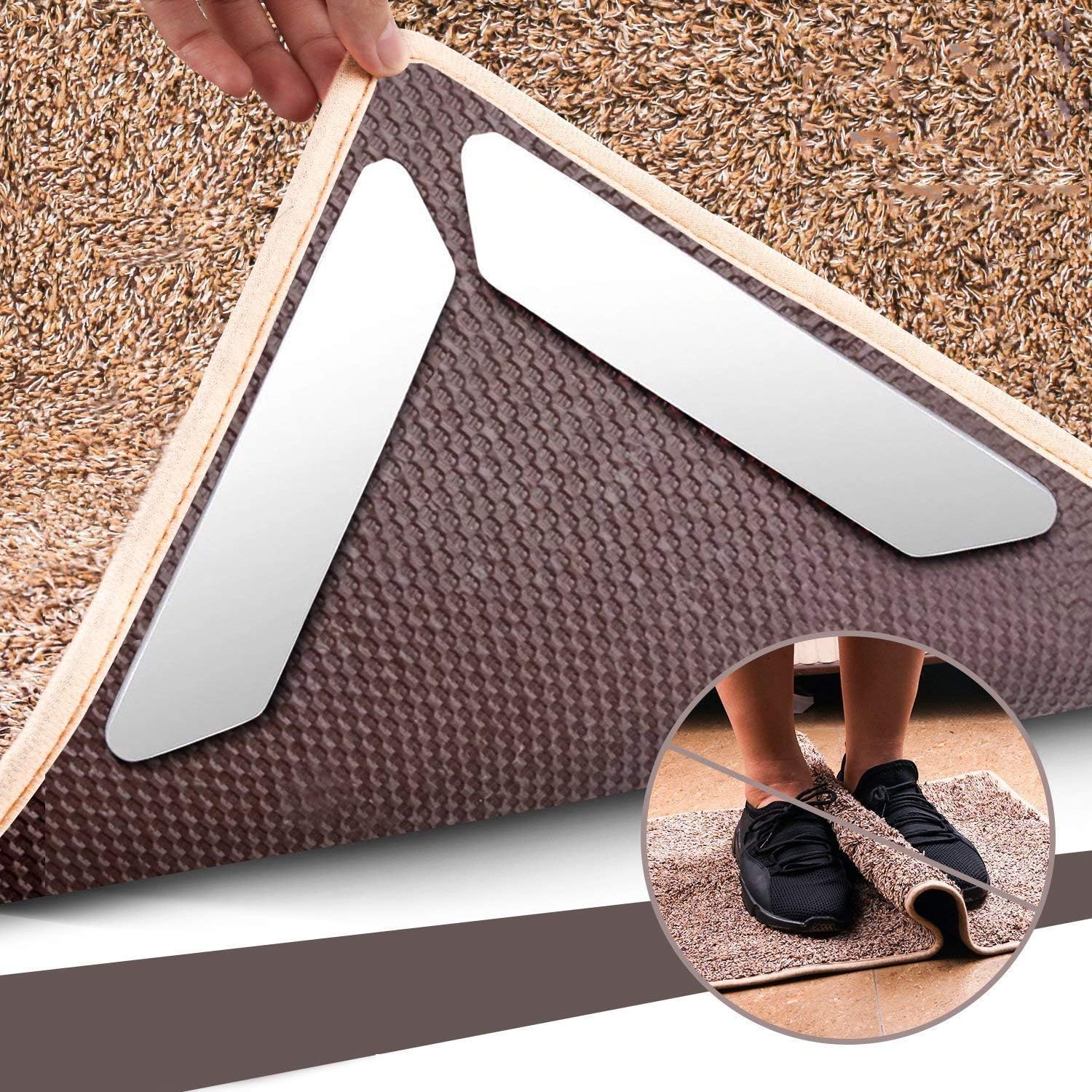 VAWcornic 16 Pcs Rug Grippers with 3M Adhesive Tape, Premium Reusable