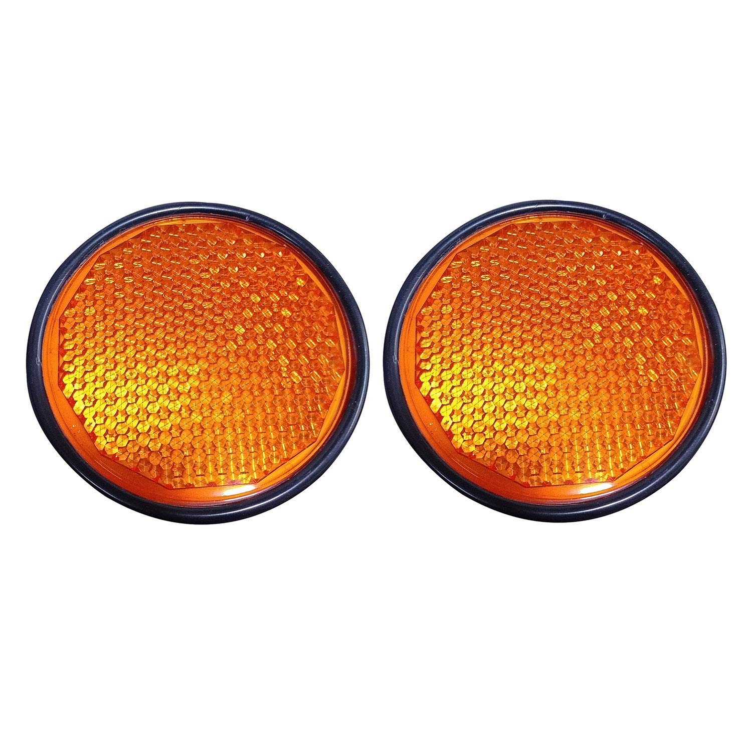 ALL PARTS SOURCE Allpartssource Reflex Reflector Round Shape Set for Tractor Van Tractor Tiller Combines Harvesters Mowers Trucks Trailers and Universal Applications - Amber (2)