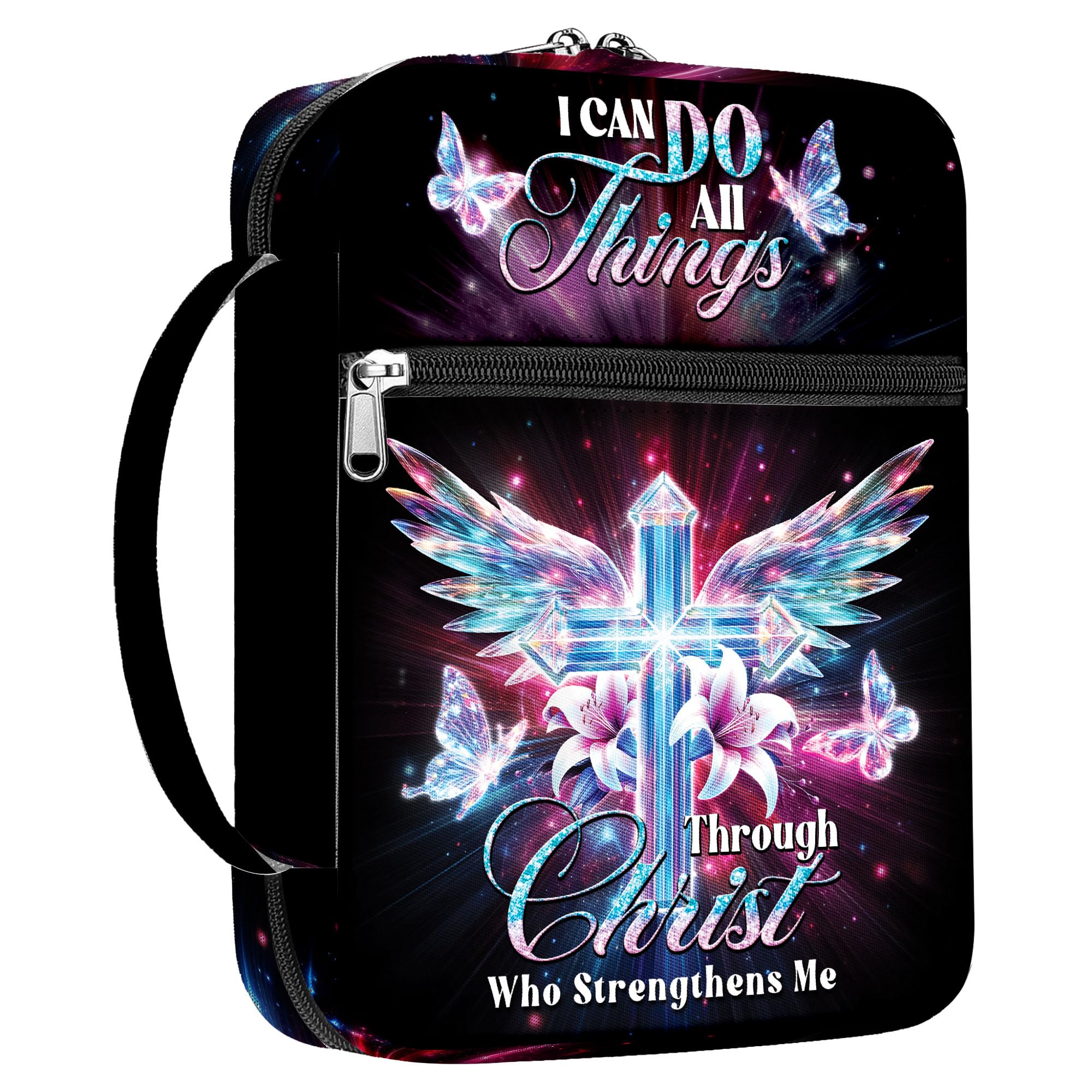MYSMOR Bible Cover with Handles, Zippered Bible Carrying Case for Women and Girls, Bible Bag Portable, Covers for Bible, Gifts for Christmas Christian