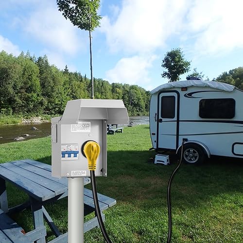 Miniatura 7 de briidea Toma de corriente temporal para RV de 50 amperios con disyuntor, caja de interruptor para exteriores con carcasa impermeable NEMA 3R,