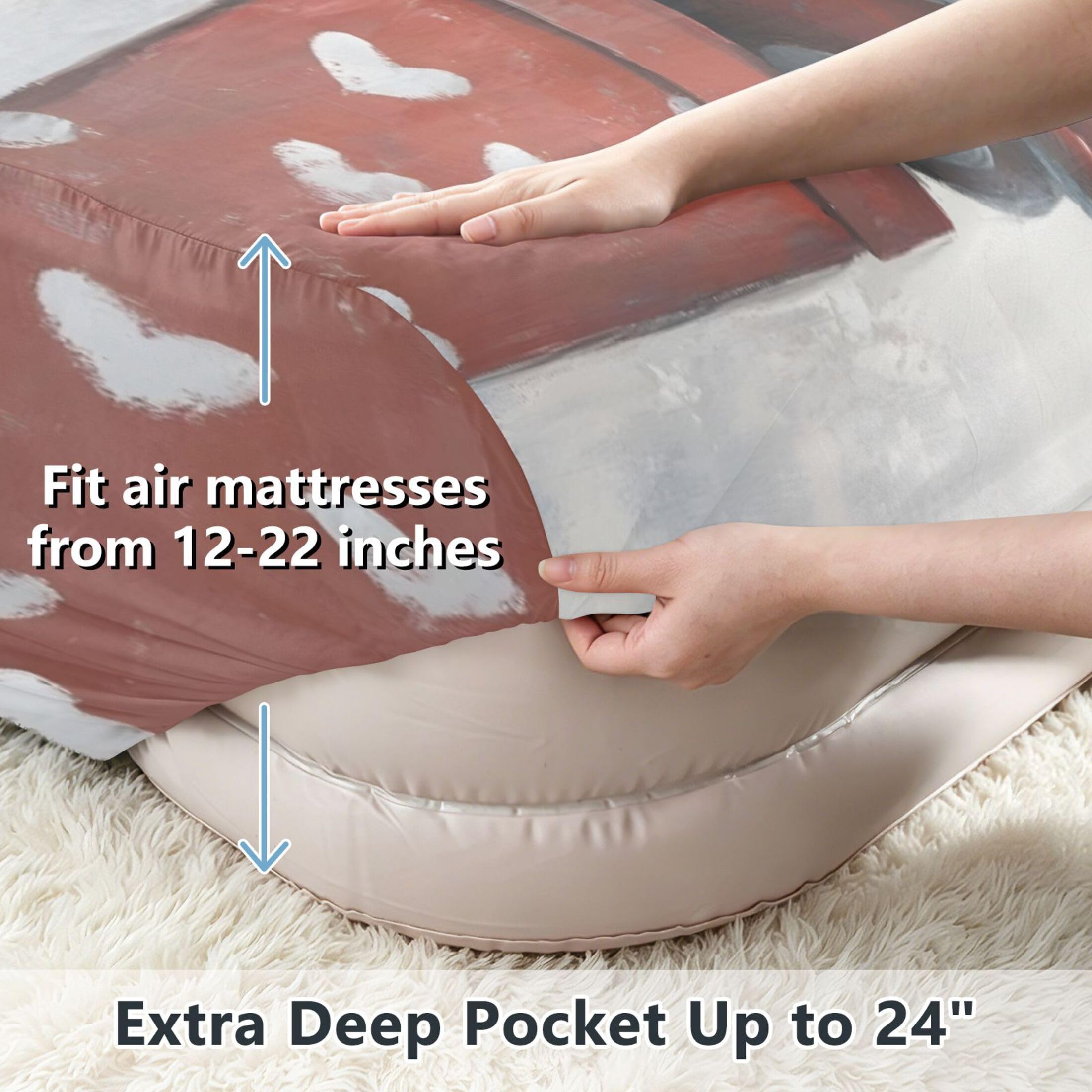 Sábana bajera ajustable individual de gnomos para colchón de aire, bolsillo extra profundo de 24 pulgadas, funda suave y transpirable con apertura de válvula de cremallera para cama de aire