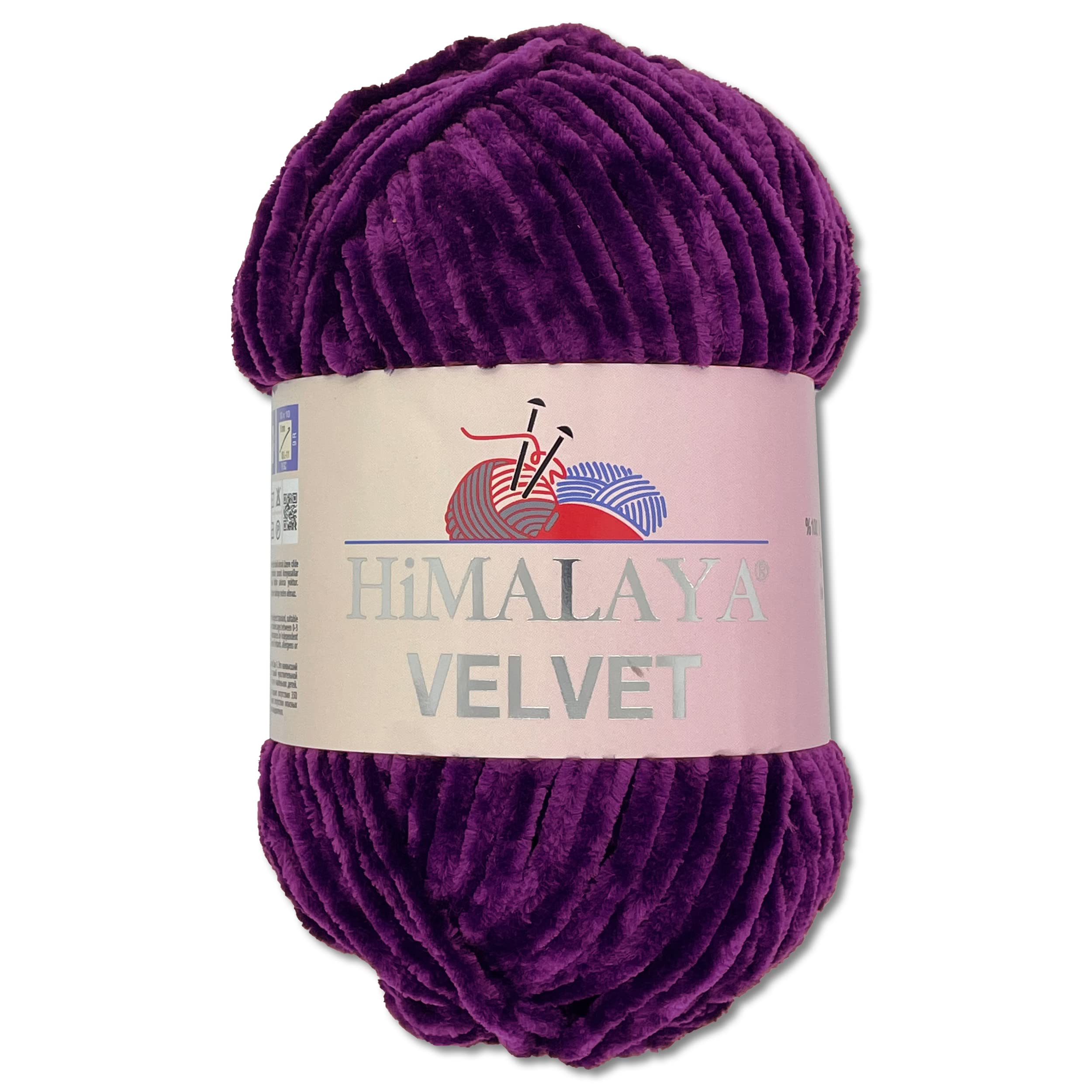 Wohnkult Himalaya 100 g Velvet Dolphin Wool, 40 Colours to Choose From, Chenille Knitting Yarn, Fluffy Yarn, Shiny Accessory, Clothing, Blankets (90028, Purple)