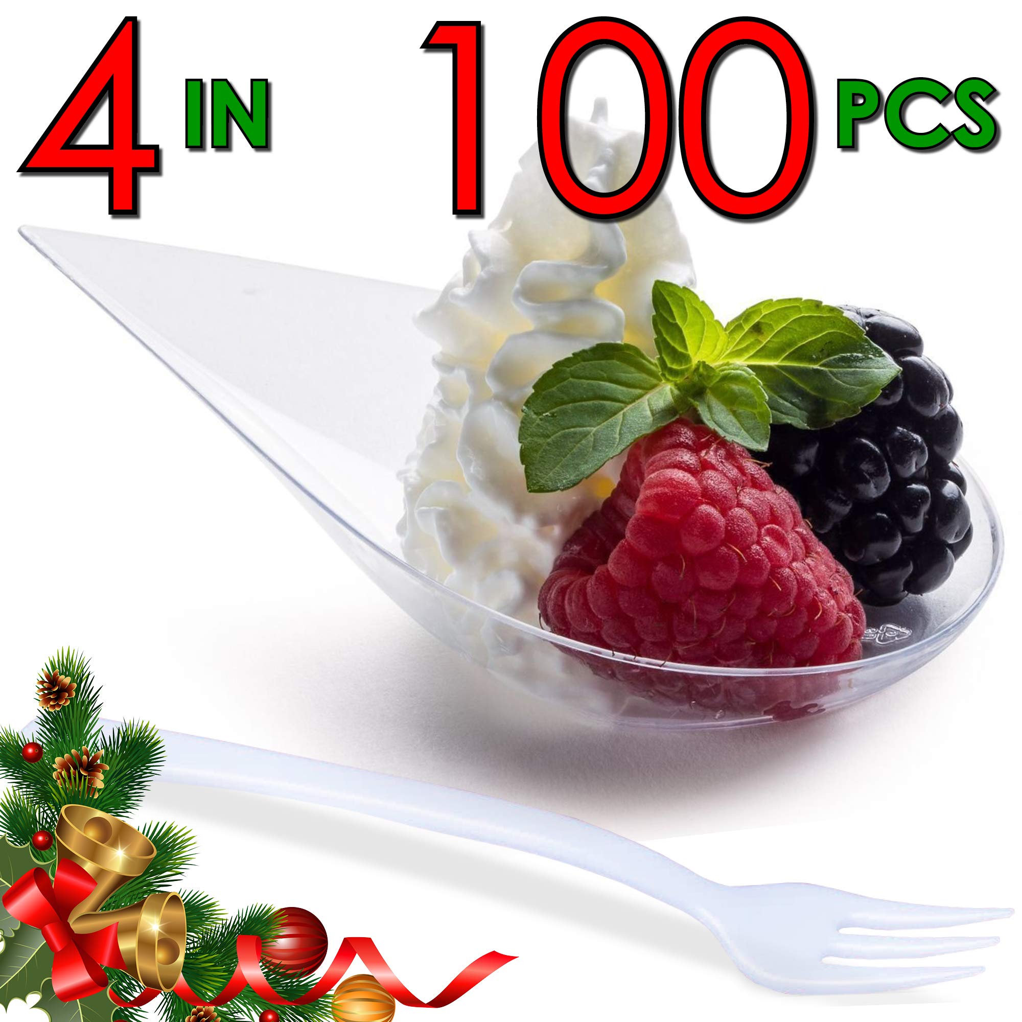 Sponsored Ad – DLux 100 4-in Tear Drop Mini Appetizer Plates with Forks, re-usable Clear Plastic Spoons - Desserts and Appetizers Dishes Serving Plate - Asian Spoon Set, Small Catering Dessert Tasting Cups