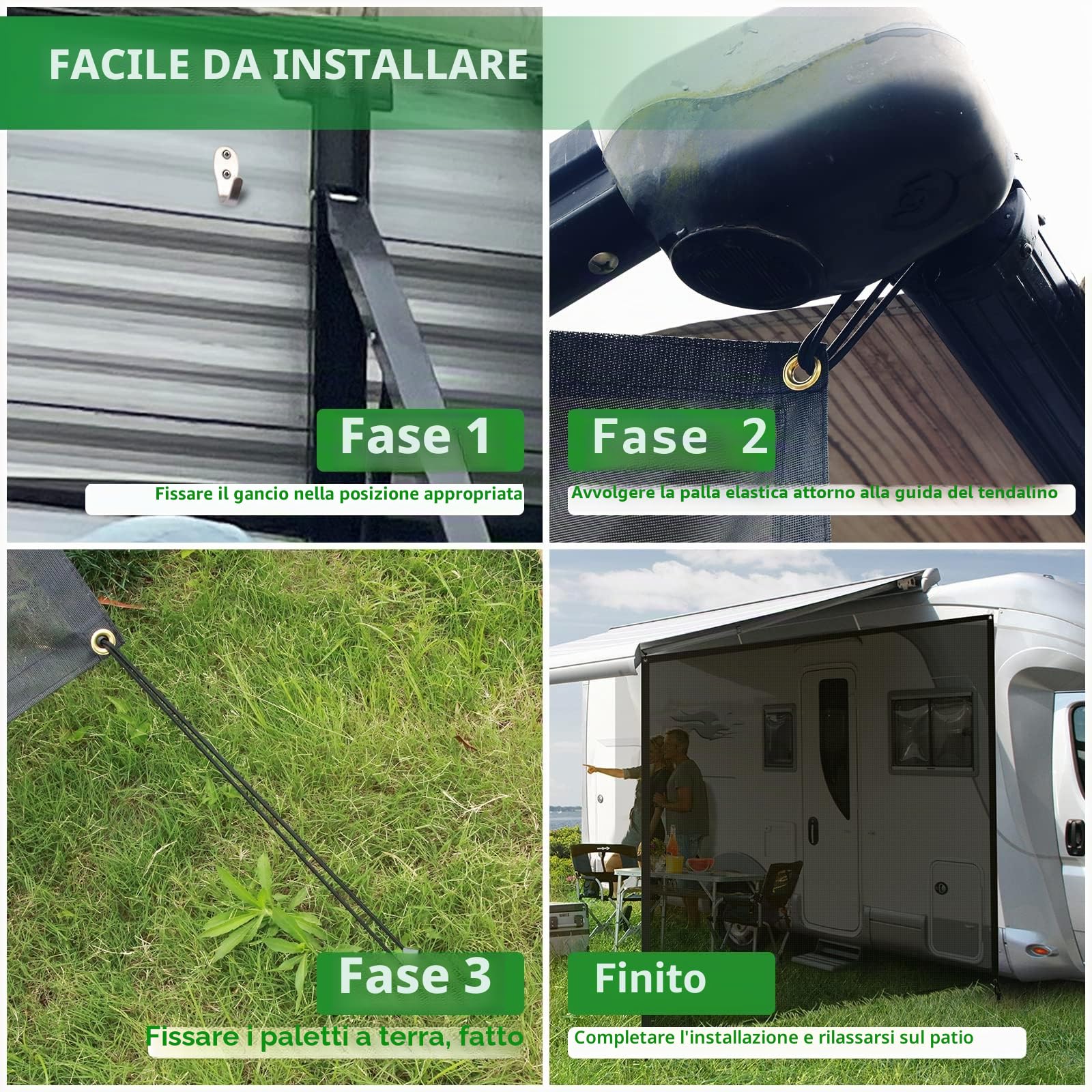 RV Awning Side Shade Screen 9'x7' Black Mesh Sunshade for Camper Trailer Canopy