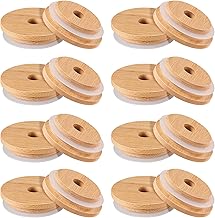DOITOOL 16Pcs Mason Jar Lids with Straw Hole, Leak- Proof Mason Canning Lids Reusable Jar Lids for Wide Mouth Mason Jar 70MM (16pcs)