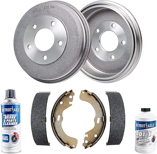 Detroit Axle - Par (2) tambores de freno traseros con zapatas de freno de cerámica con limpiador de frenos y líquido para Ford Escape 2001 2002 2003