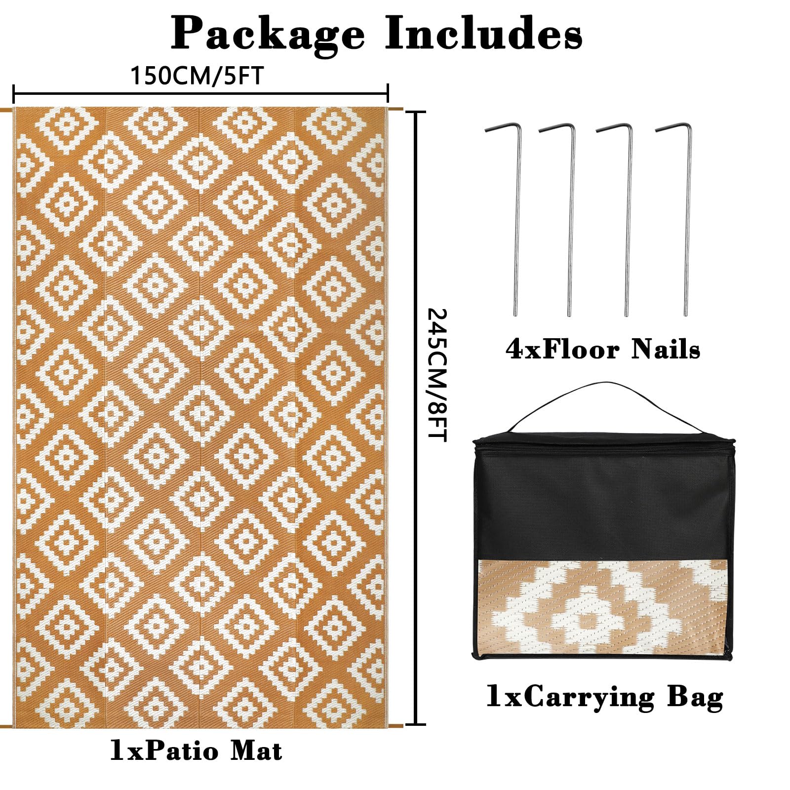 Homcomodar Terrastapijt voor tuin buiten van 150 x 245 cm,... Outdoortapijt 150 x 245 cm UV-bestendig campingmat omkeerbare... Outdoor tapijten 150 x 245 cm omkeerbare matten UV-bestendige
