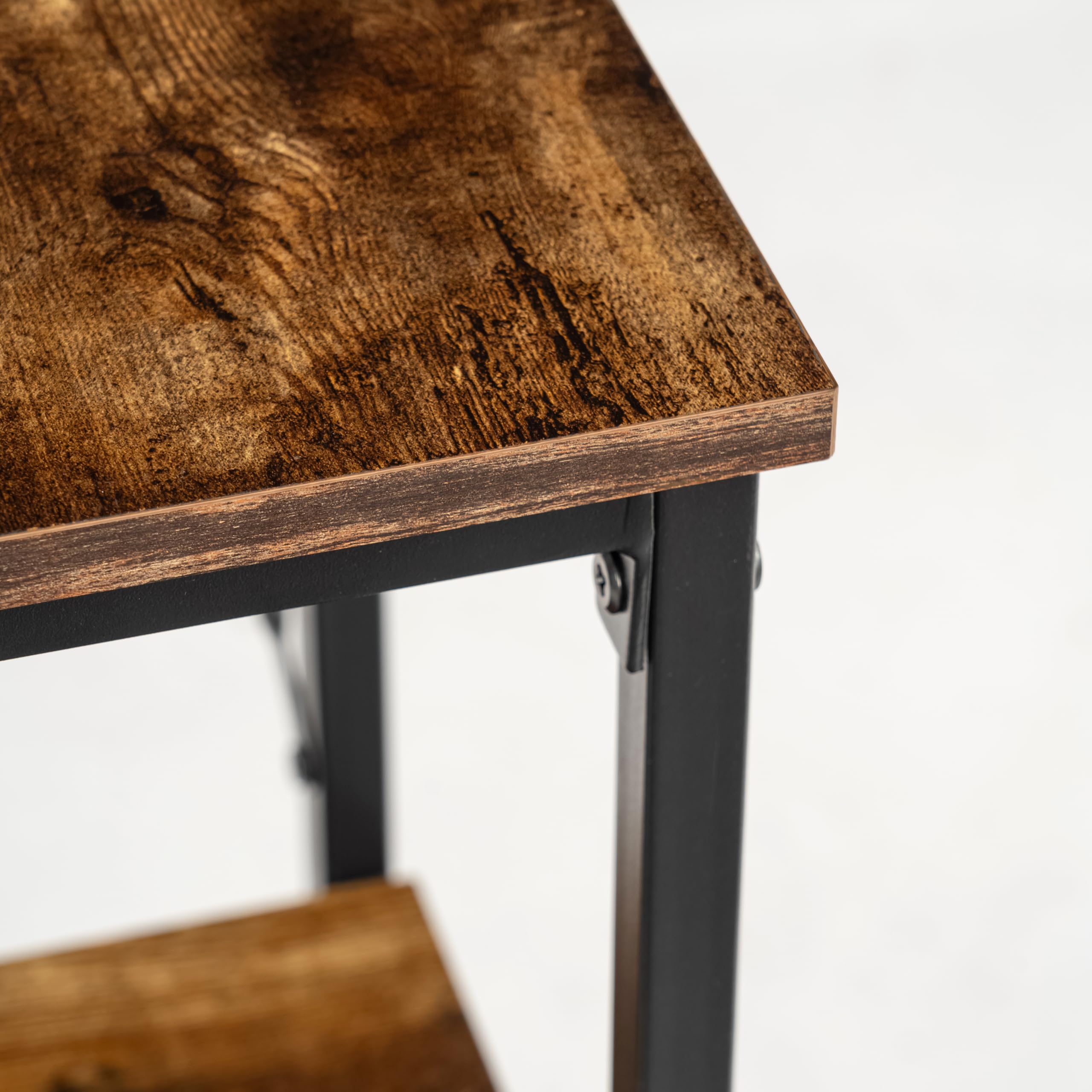 FurnitureR - Mesa de Dibujo Moderna, 120 cm, Madera y Metal, 2 Niveles de Almacenamiento, Ajuste de Altura, Bandeja de diseño Patchwork en Retro marrón y Negro, Ideal para Taller, creación o Oficina