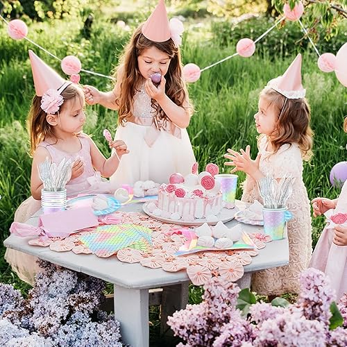 Miniatura 15 de 144 piezas de suministros de fiesta temática de sirena, decoraciones de fiesta bajo el mar, vajilla de fiesta incluye platos de almeja, servilletas