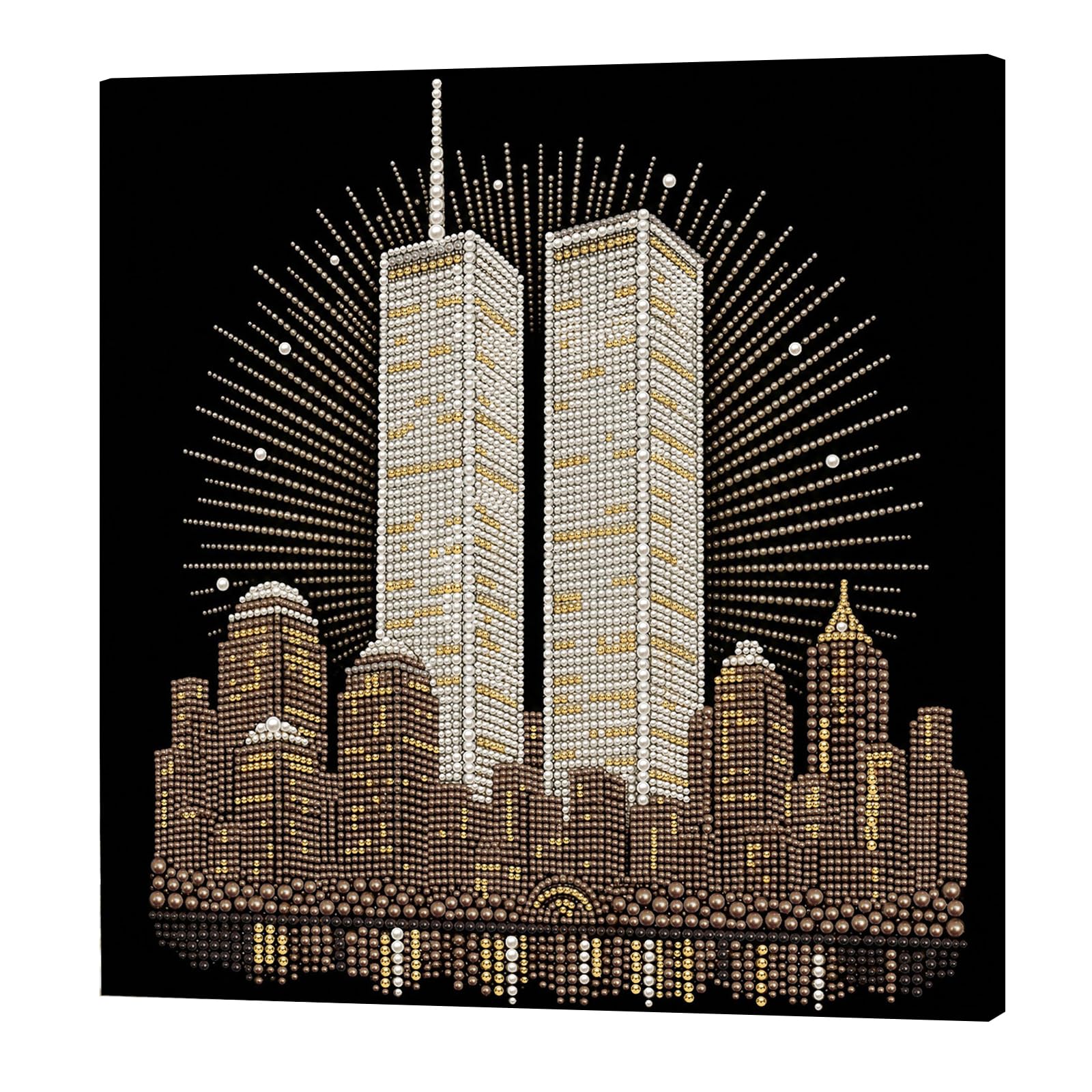 POETRYDRAW Twin Towers DIY Pearl Painting Art Kits with Frame 11.81x11.81In Pearl Gem Paintings Picture Arts Craft for Adults Beginners Home Wall Decor