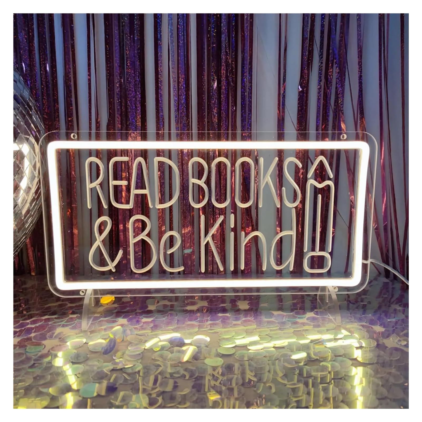 Insegna al Neon Read Books And Be Kind Insegna Al Neon A Dimmerabile Con Alimentazione USB Per Studenti Aule Librerie Biblioteche Sala Studio 39.12cmx19.81cm