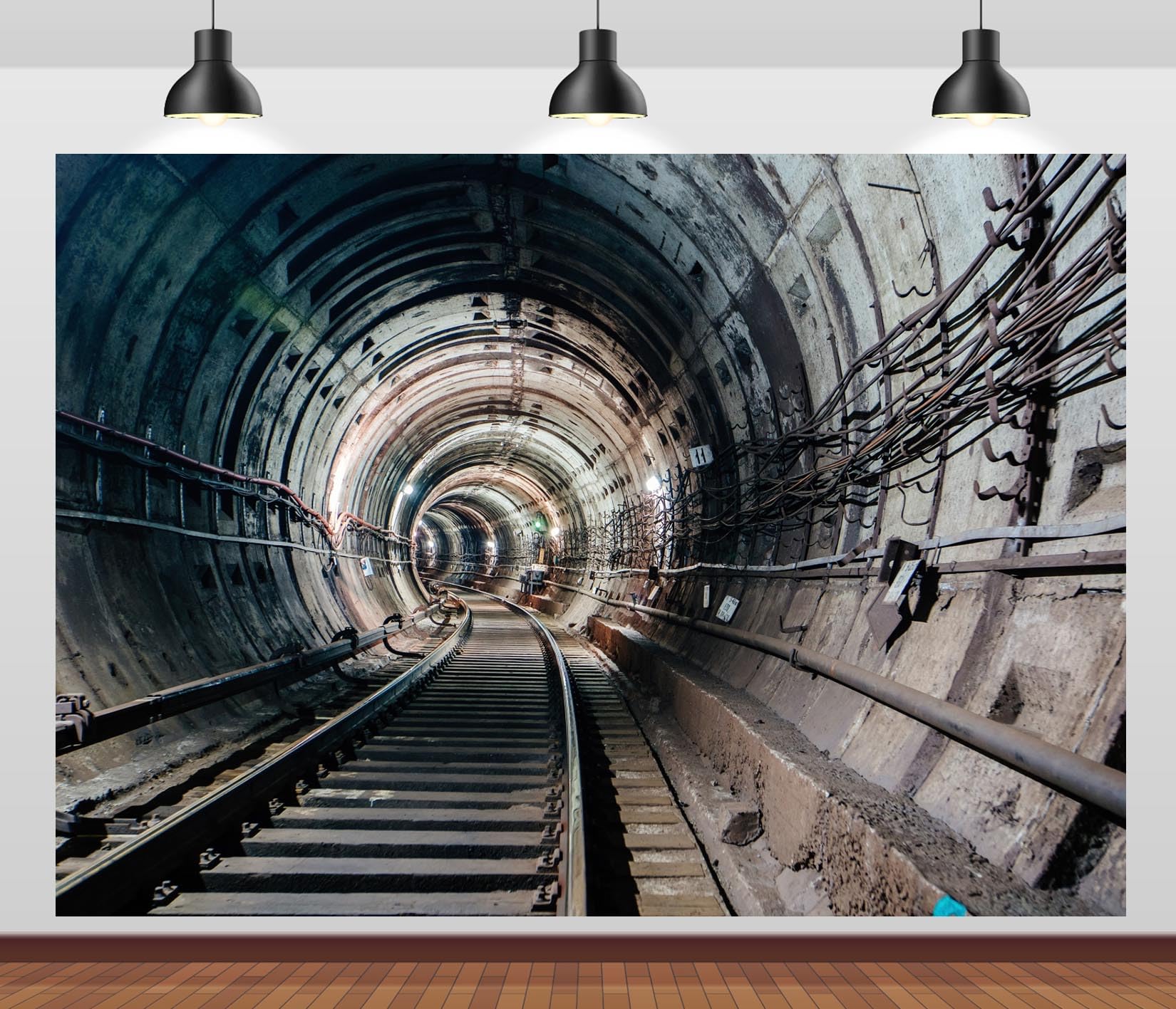 CORFOTO 7x5ft Subway Tunnel Backdrop Train Track Arch Tunnels Photography Background Vintage Grunge Path Subway Station Backdrop Adults Portrait Photo