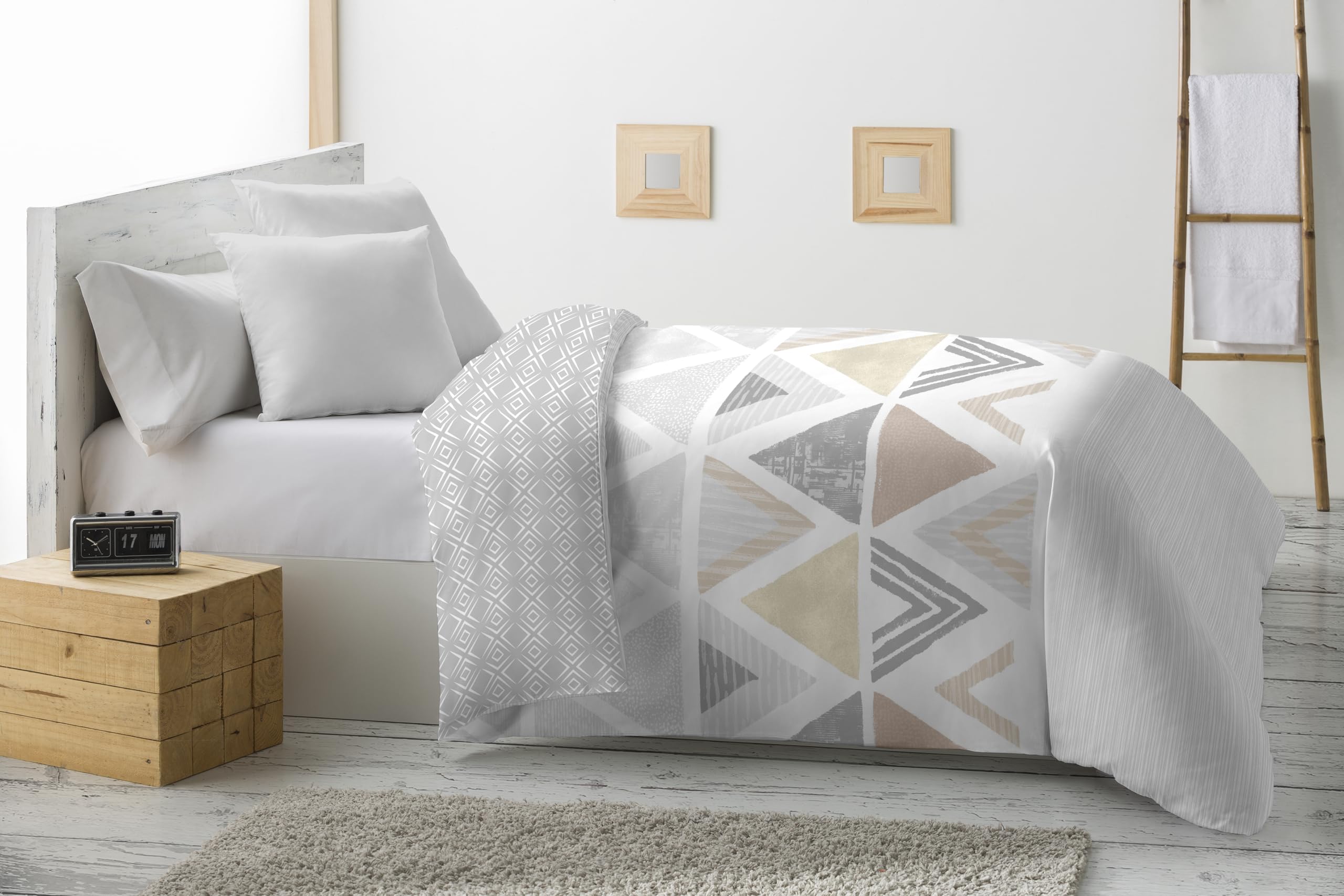 Miracle Home. Edredón nórdico Alceo de microfibra 300gr/m², suave y transpirable ideal para invierno, otoño y primavera. 200X260. Cama 105. Crudo