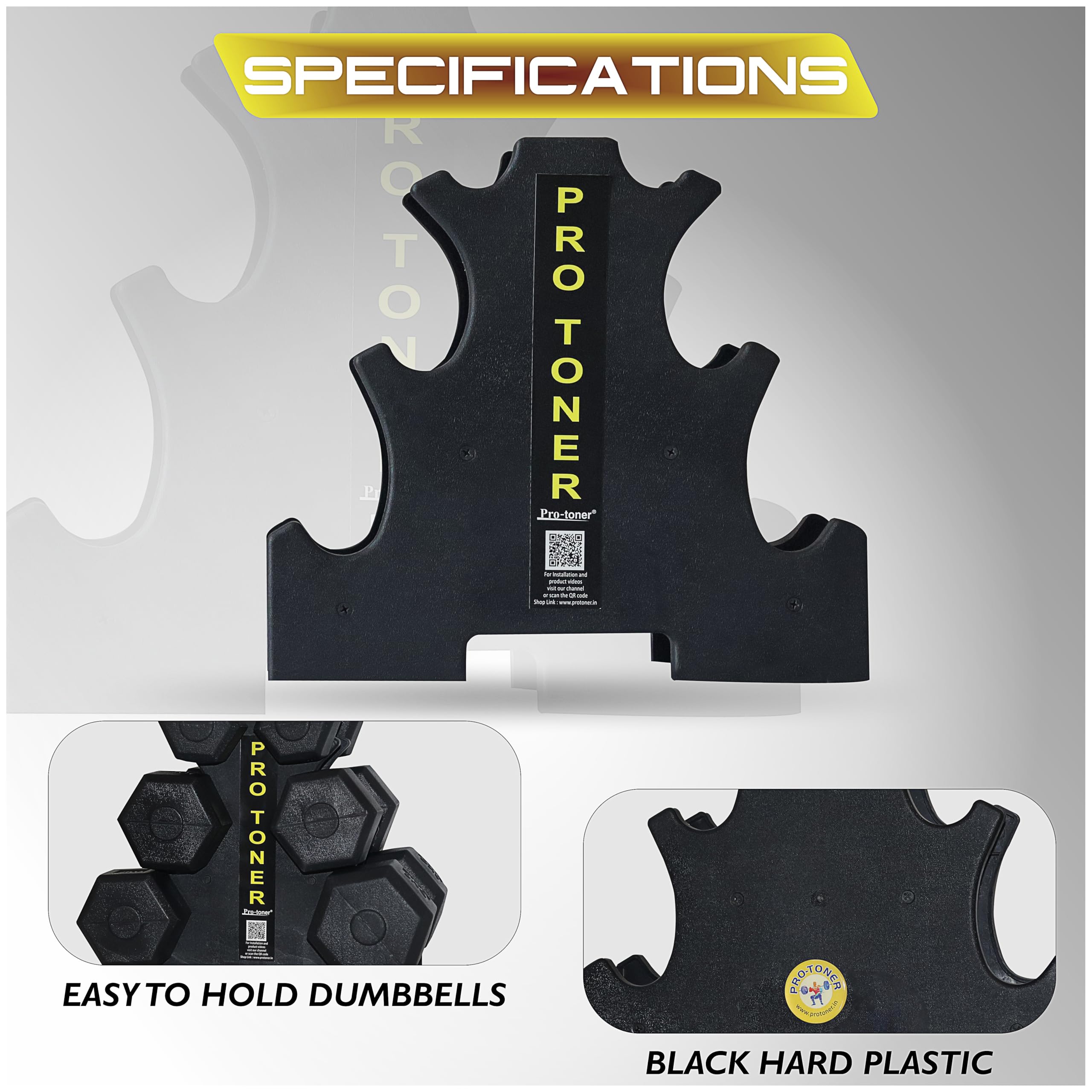 Protoner Dumbbell Rack for 3 Pairs 3