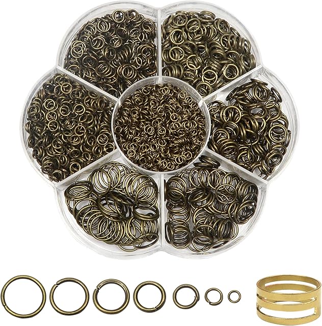 TOAOB 2300pcs Antique Bronze Open Jump Rings Jewellery Findings Jewelry Connector Rings 3mm to 10mm with Opener Tool for Jewelry Making