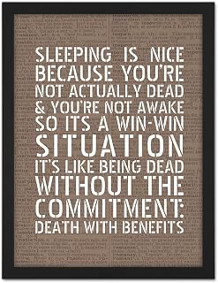 Artery8 Dictionary Quote Sleeping Death with Benefits Artwork Framed Wall Art Print 18X24 Inch
