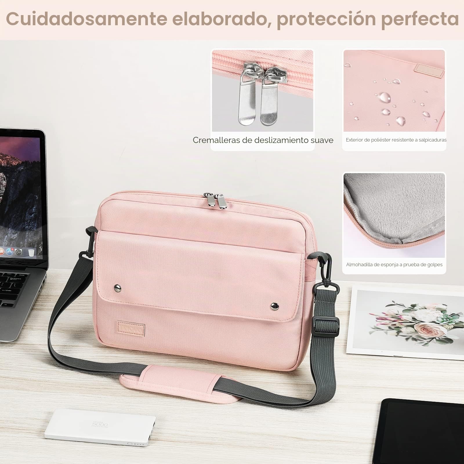 TiMOVO 9-11" Funda de Tableta con Bandolera para iPad 10ª Gen. 10.9", iPad 9ª/8ª/7ª Gen. 10.2", iPad Air 11/Air 5ª/4ª Gen. 10.9",Galaxy Tab A9+/A9 Plus 11", Rosa