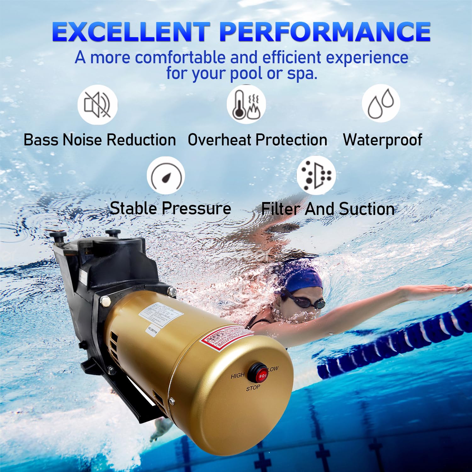 W3SP2615X202S 2-biegowa pompa basenowa 2 HP 220 V-230 V ulepszone pompy basenowe do Hayward Super Pump do basenu naziemnego i spa zamiennik # SP2615X202S
