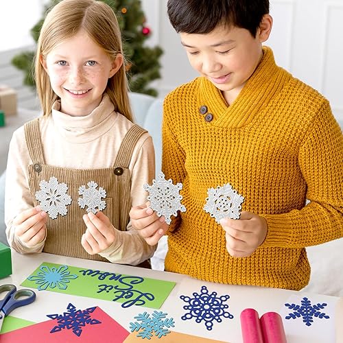 Miniatura 7 de 20 piezas de copos de nieve de Navidad troquelados de metal, troqueles de corte de nieve para vacaciones de invierno, plantilla de temporada de