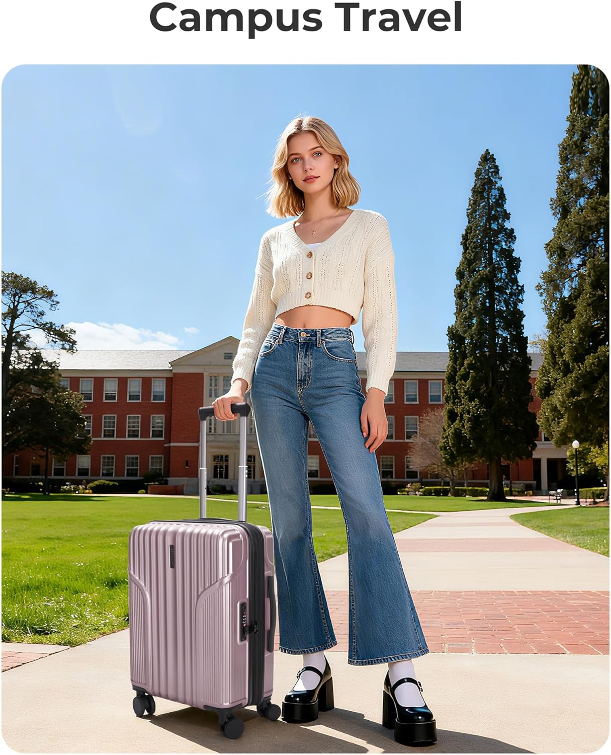 BAGSMART Carry On Luggage 22x14x9 Airline Approved, luggage with Spinner Wheels, 20 Inch Expandable Hardside Carry On Suitcase with TSA Lock Rolling Travel suitcase Carry-On, Pink Lavender BAGSMART Carry On Luggage 22x14x9 Airline Approved, luggage with Spinner Wheels, 20 Inch Expandable Hardside Carry On Suitcase with TSA Lock Rolling Travel suitcase Carry-On, Pink Lavender