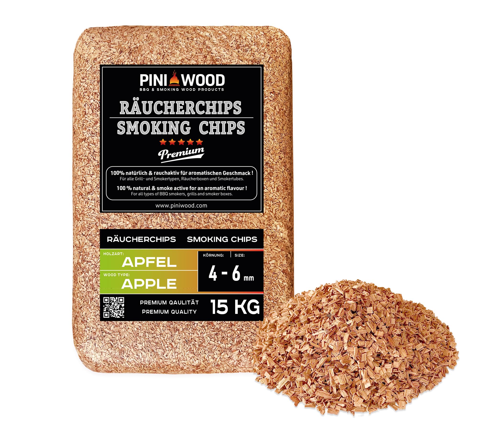 PINI Virutas para ahumar (15 kg, manzana, 4-6 mm)