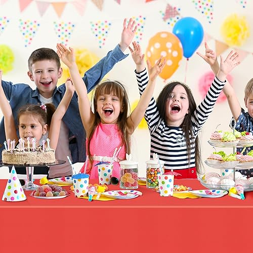 Miniatura 5 de Mantel rectangular de la serie Rainbow de 7 piezas, 54 x 72 pulgadas, color sólido, impermeable y a prueba de derrames, mantel de plástico