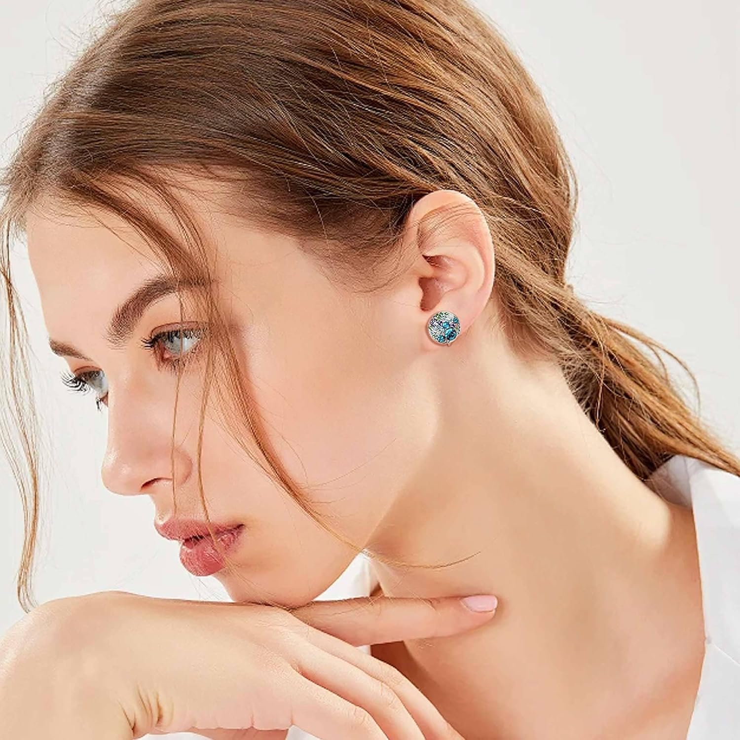 EVEVIC Austrian Crystal Multicolored Cilp On Earrings for Women 14K Gold Plated Non Pierced for Sensitive Ears Jewelry Gifts - Image 3