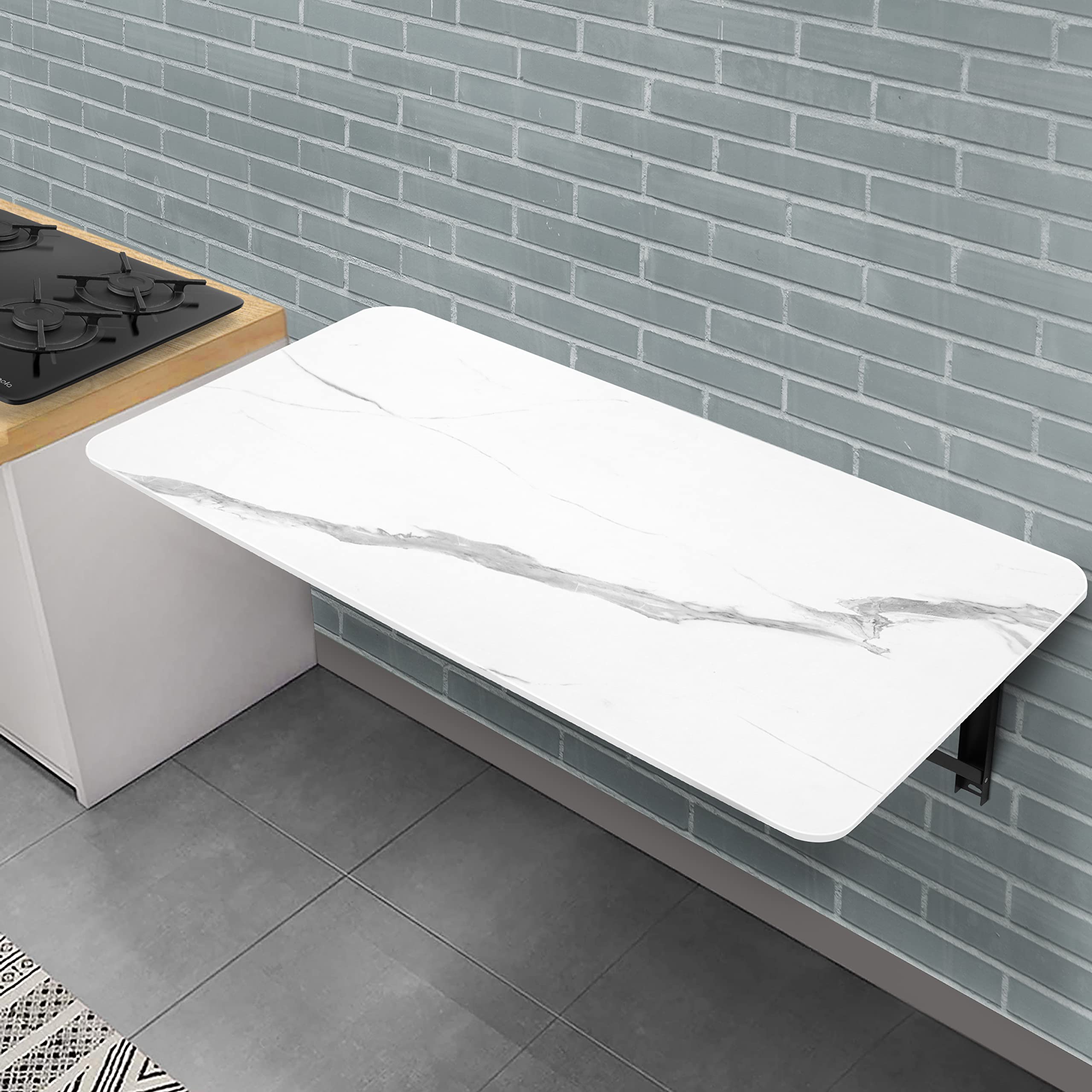 ABOUT SPACE Wall Mounted Table (48 x 24 in) - Small Space Foldable Utility Table, Multi-Functional for Study, Office, Laptop, Kitchen - Marble Style Finish Wall Brackets (L 4 x W 2 ft), White Marble (B0BXL55L68) Amazon Price History, Amazon Price Tracker