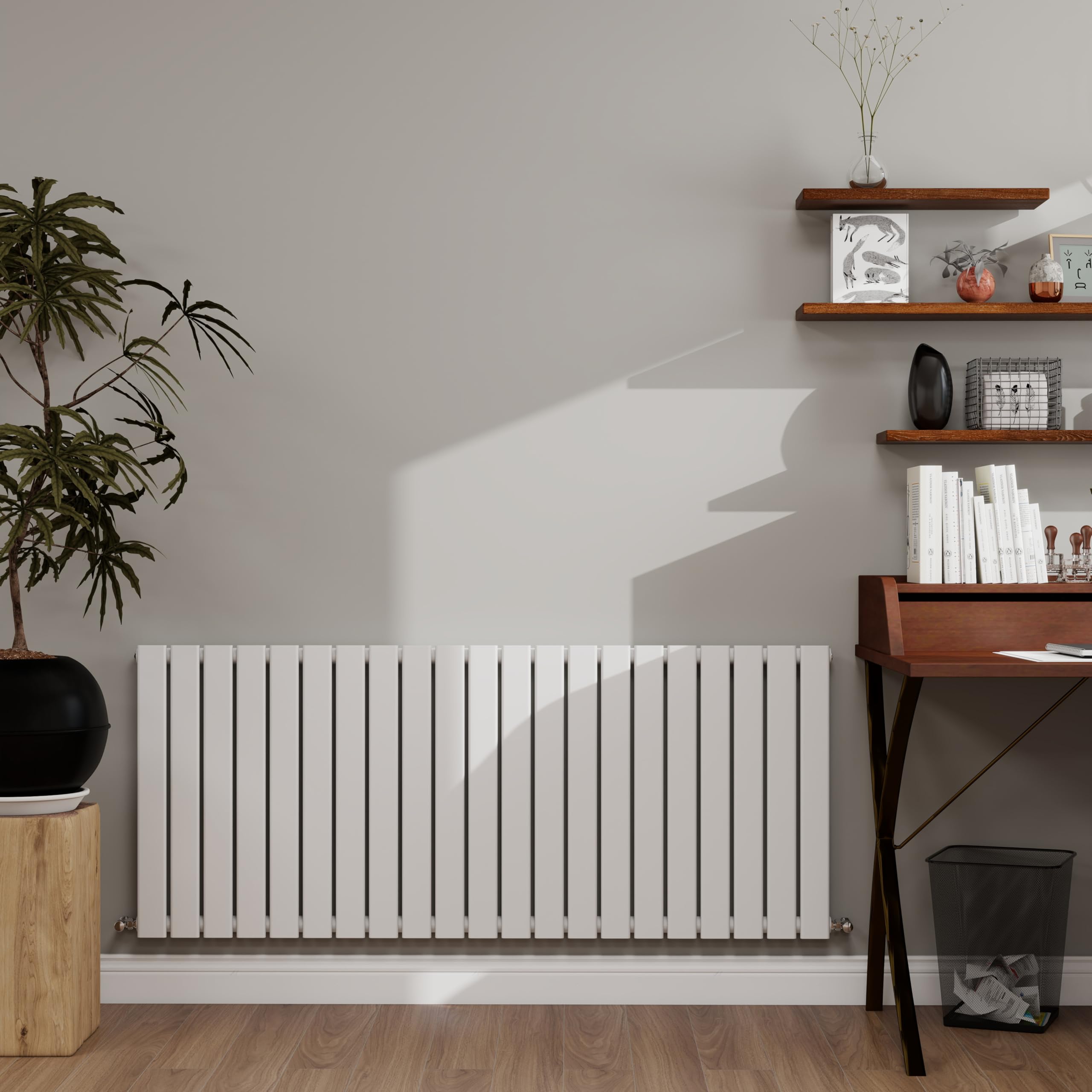 Simple Bathrooms White Designer Radiator Horizontal 600×1428Mm Single Flat Panel - Wall/Floor Mounted For Modern Multi-Scene & Central Heating 3689 Btu