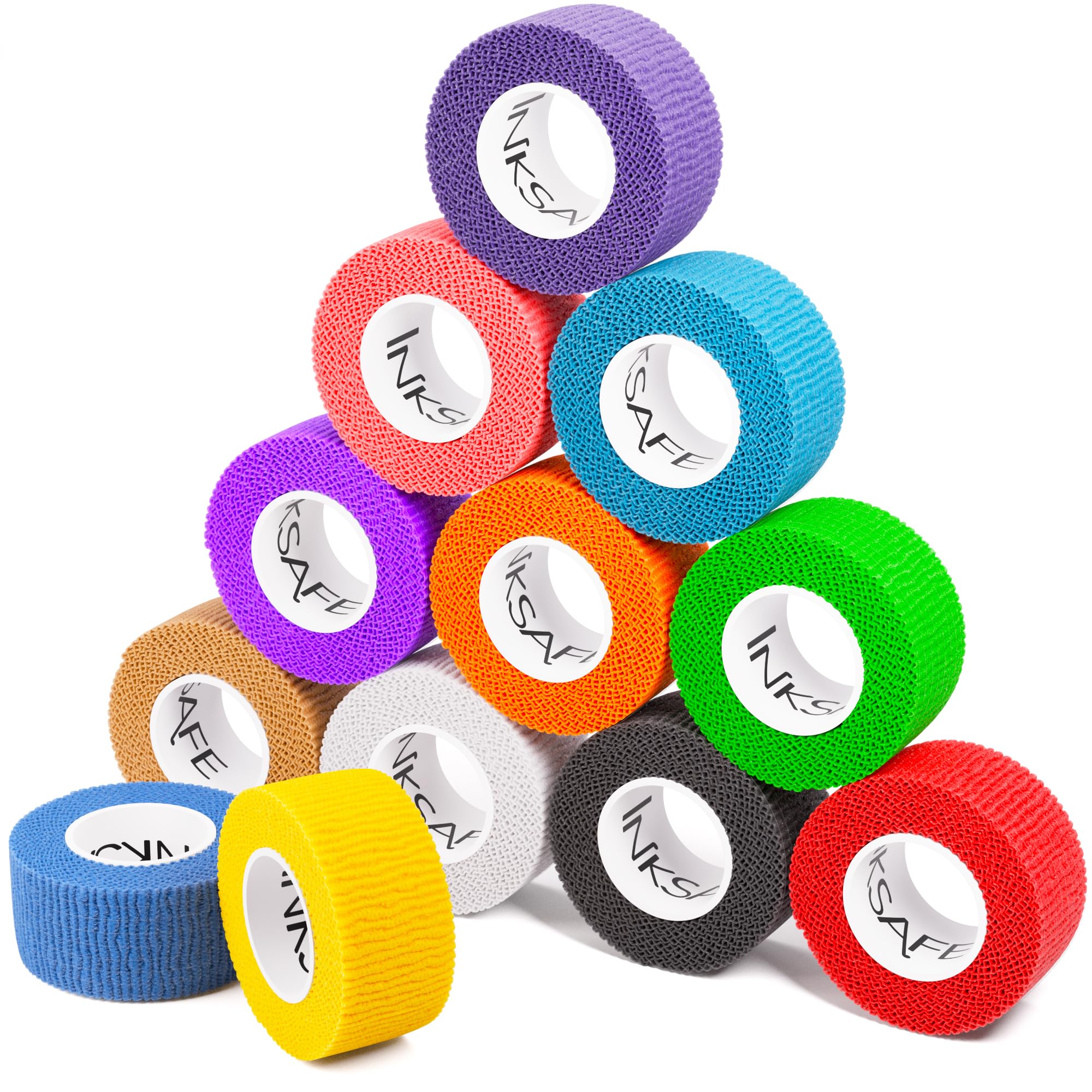 Assorted Self Adherent Cohesive Bandages 2.5cm x 4.5m Box of 12 - Uses Include Vet Wrap, Tape for Wrist and Ankle Sprains, Finger and Thumb Tape,