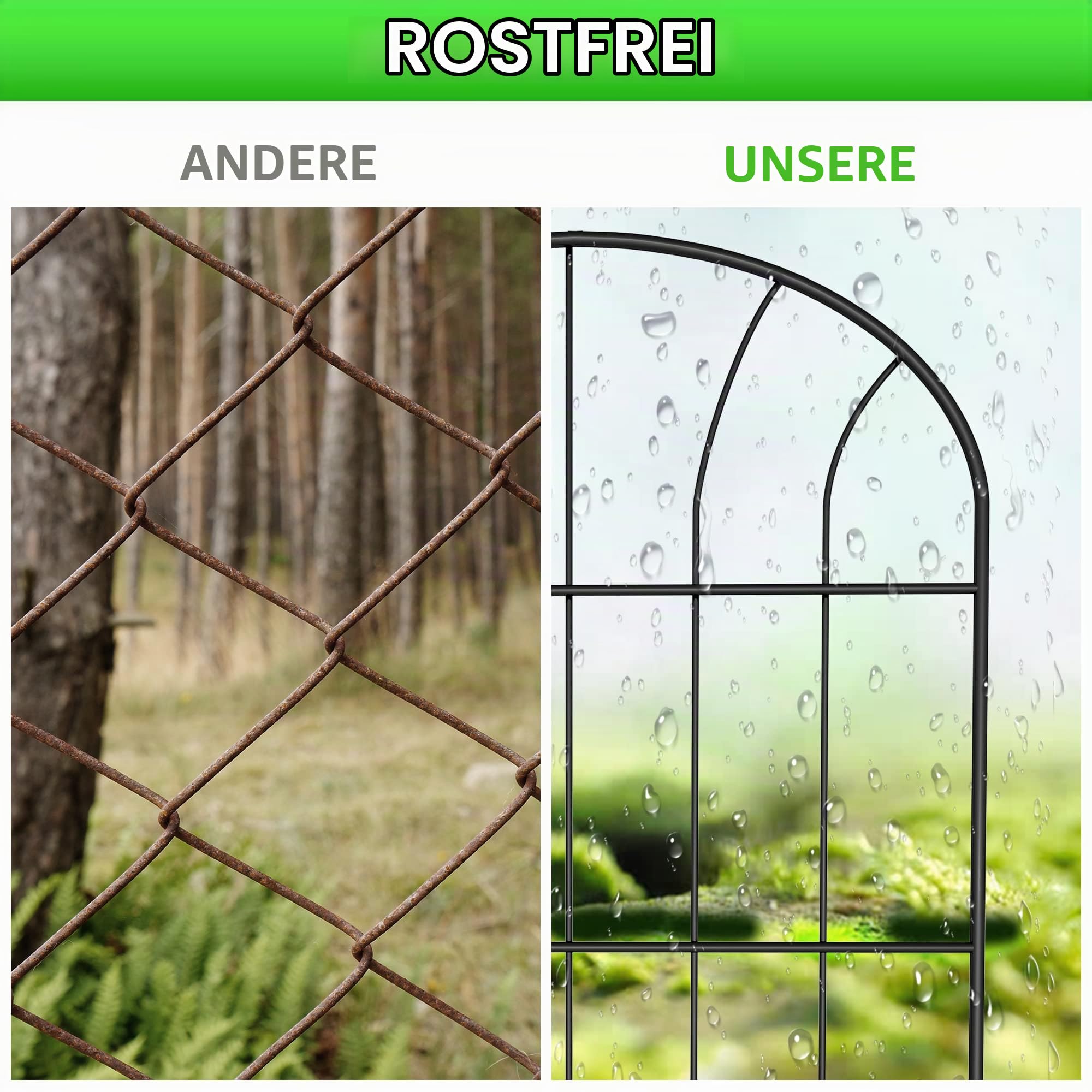 Dekorativer Gartenzaun aus Metall (25 Paneele, 60x33 cm, L: 8,25 m), Grabungsfreier Steckzaun, Wetterfest, Garten Zaun für Kaninchen, Hund, Hof, Beeteinfassung, Rasenkante & Wegbegrenzung