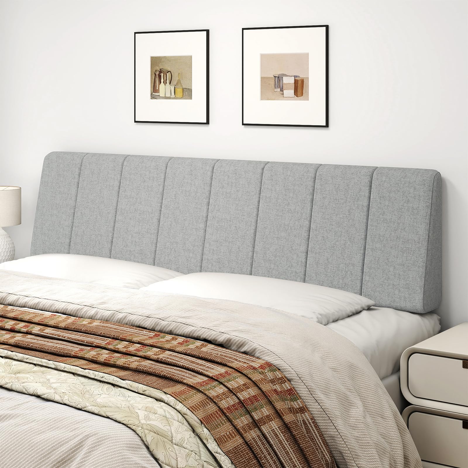 King Size Headboard Only-No Assembly Required, Light Gray