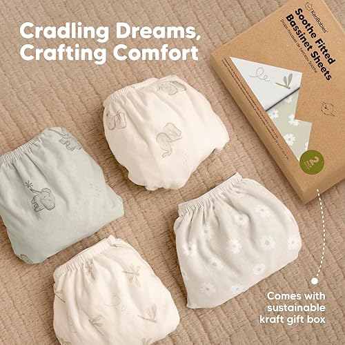 Miniatura 9 de Paquete de 2 sábanas orgánicas de moisés para niñas y niños, sábanas de colchón de moisés 100% algodón compatibles con Halo Bassinest Swivel