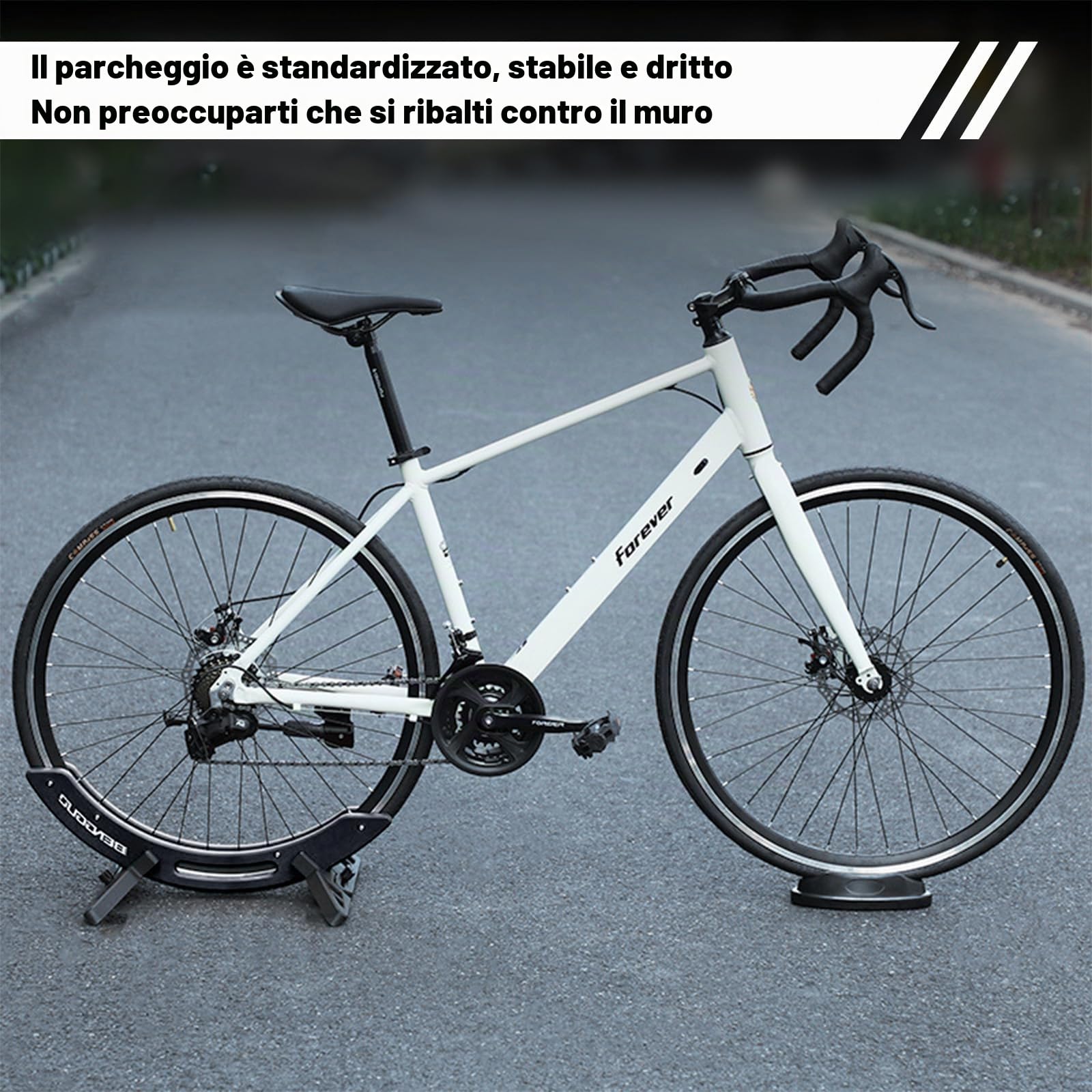 Cavalletto da pavimento per bicicletta, universale, regolabile, per MTB, City, biciclette da corsa, per tutti i pneumatici da 30 – 80 mm di larghezza