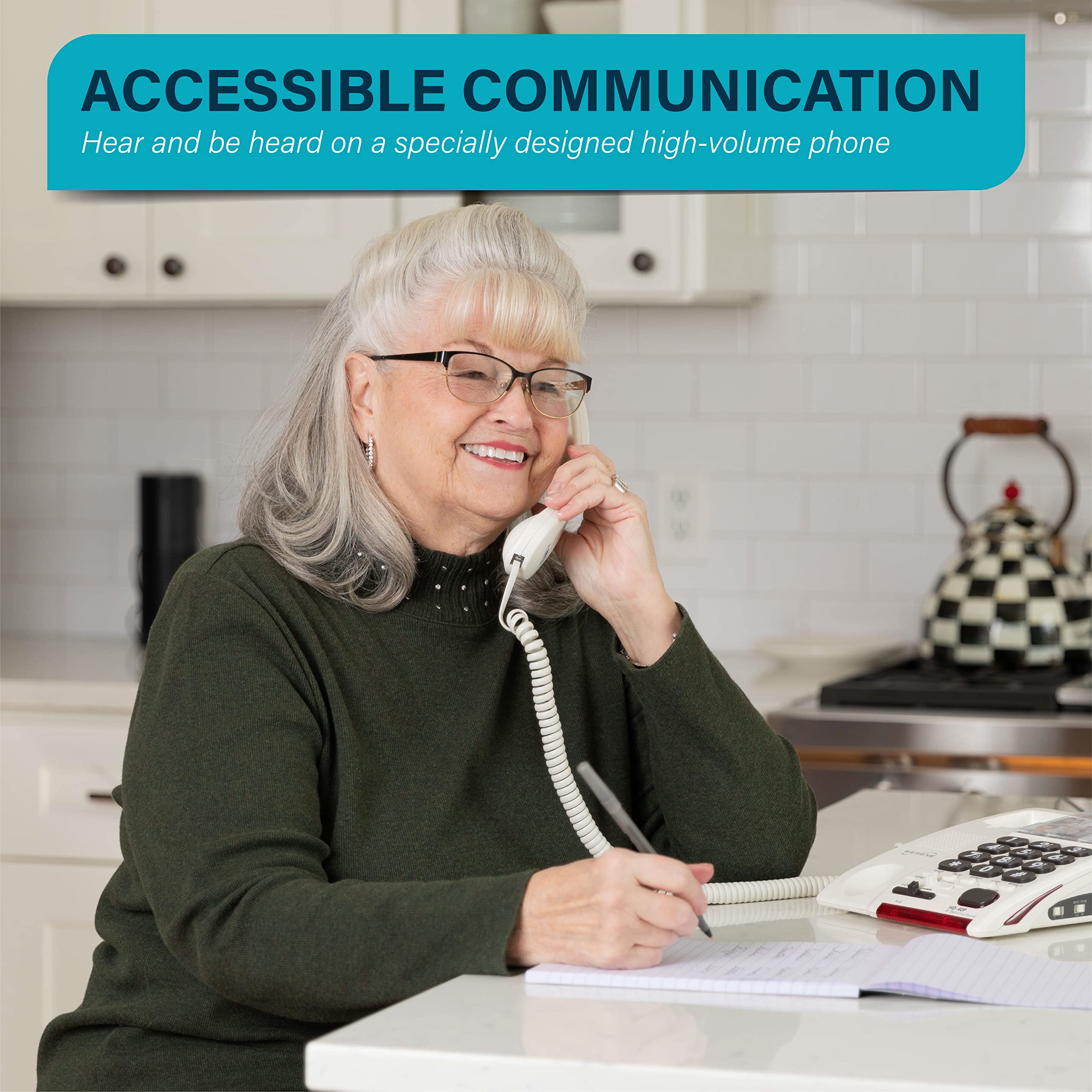 Serene Innovations Amplified Big Button Landline Phone for Seniors with Dementia - 26dB Home Phone with Photo Buttons - Hearing Impaired Telephone — Amazon image 2