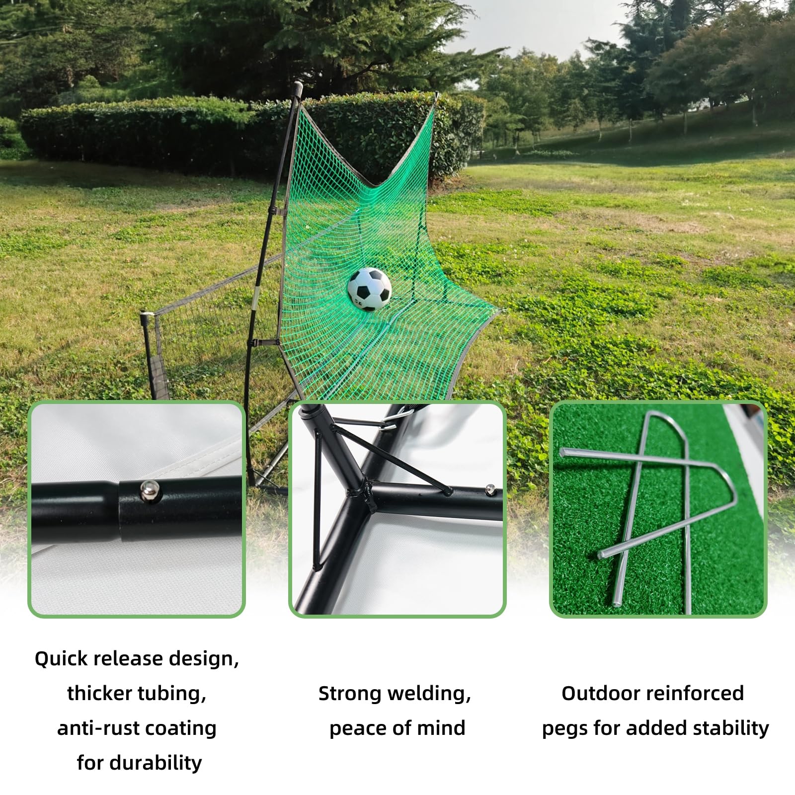 Kapler Fußball Rebounder Netz 2-in-1 Fußballtor für Garten & Training: Robuster Stahlrahmen - Tragbare Fußball Rebound Wand & Kickbacknetz für Kinder & Erwachsene