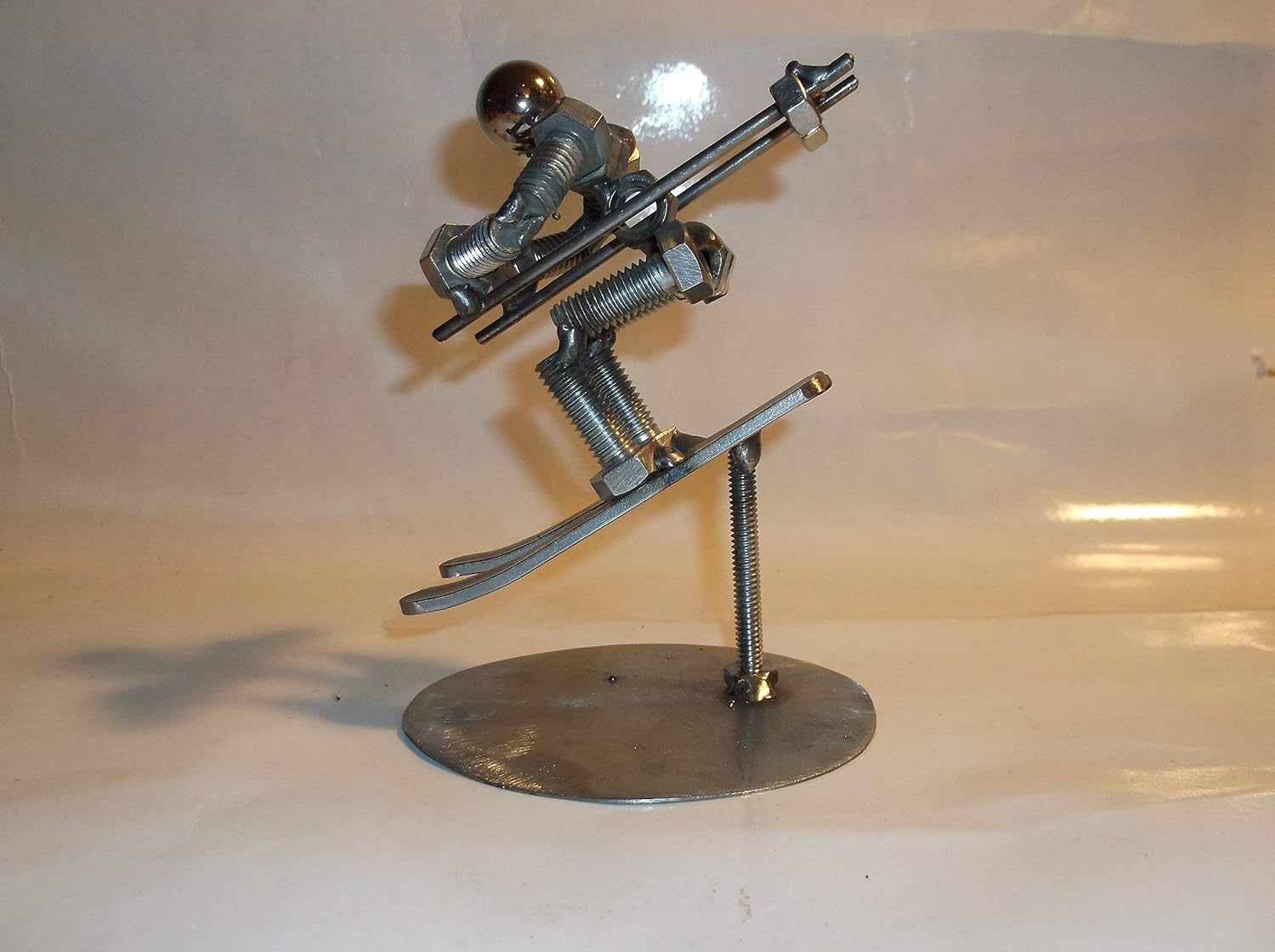 Skier Metal Bolt Figurine, Metal Bolt Figurine, Athlete, Upcycled Art