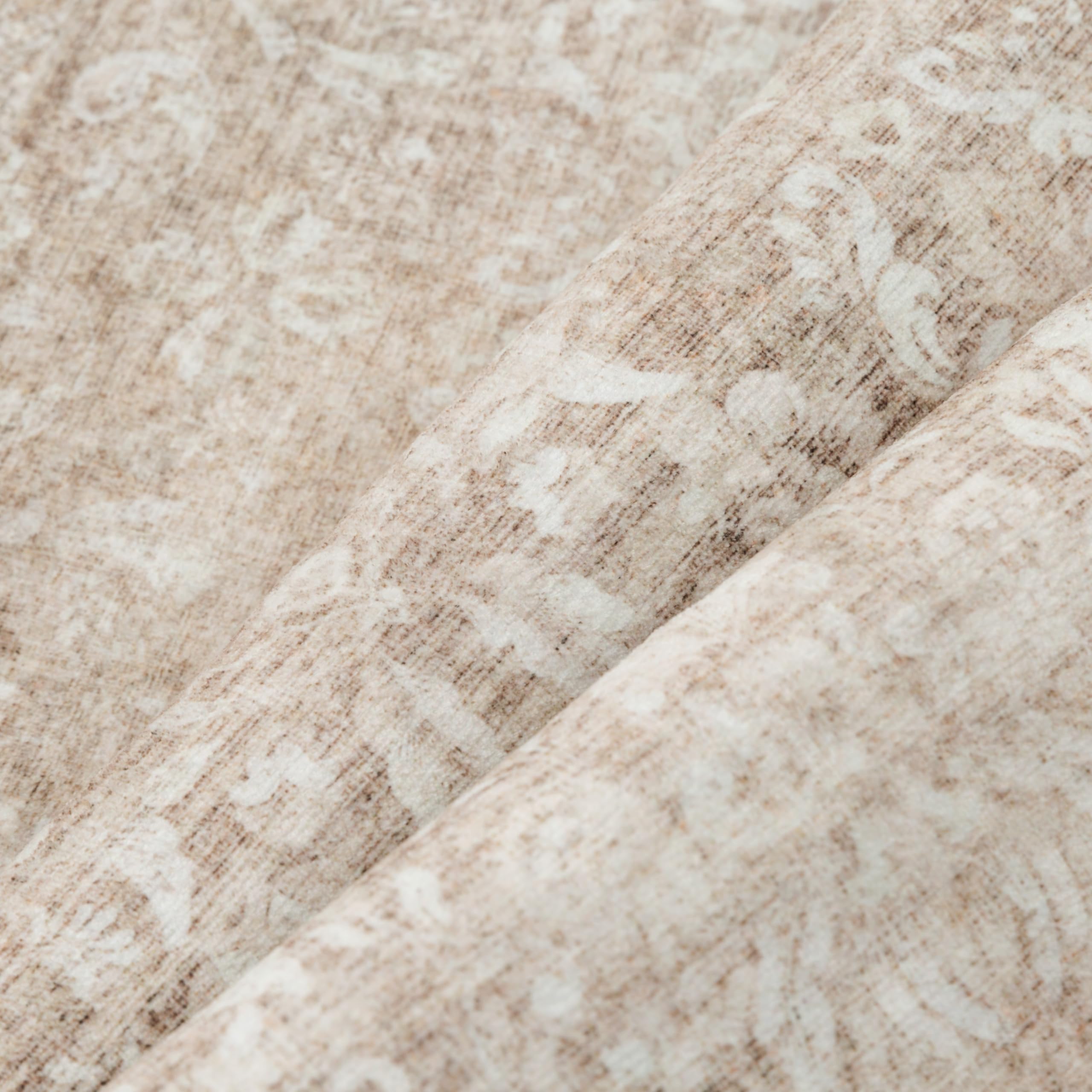 PureCozy 8x10 Area Rug Machine Washable Living Room Bedroom Vintage Distressed Non Slip Carpet Indoor Large Low Plie Thin Beige Dining Room Office Retro Accent Throw Rug: 2' x 3' (Rectangular) Vintage | Beige