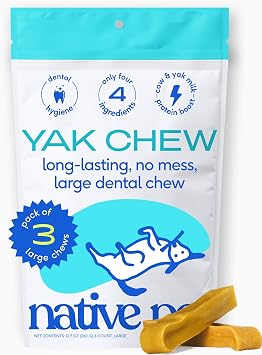 Native Pet Yak Cheese Himalayan Dog Chews - Long Lasting Dental Sticks for Large Breeds 100% All Natural Himalayan Yak Chews for Large Dogs Cheese Bone for Aggressive Chewers - 3 Per Pack