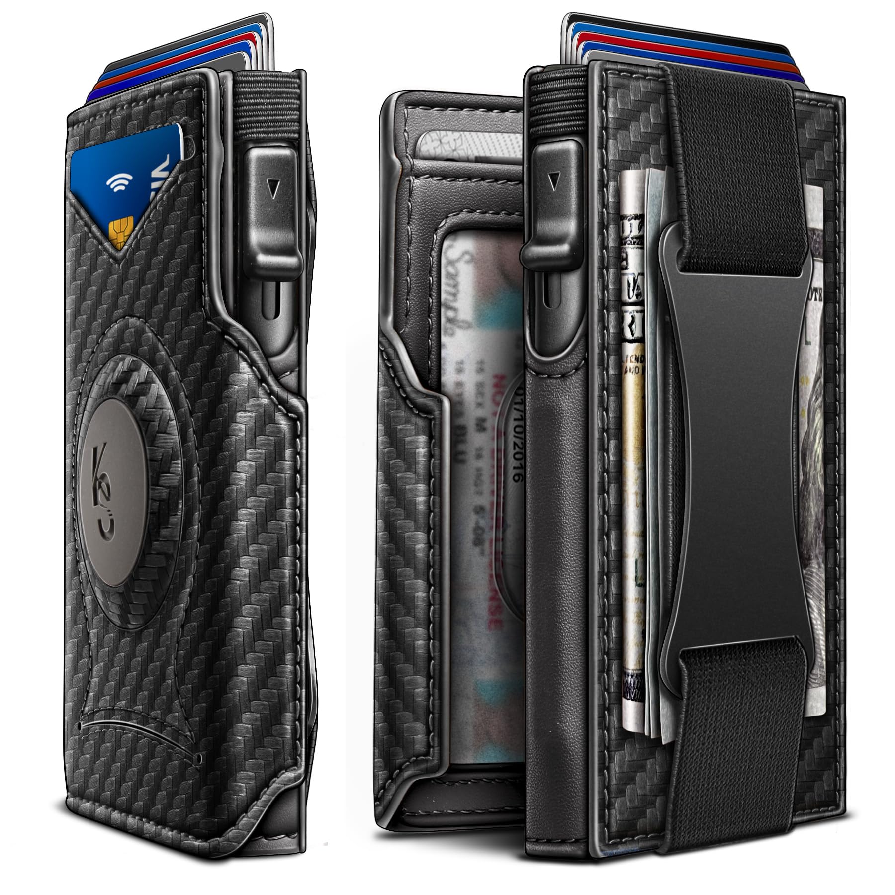 Airtag Wallet Men Gift,Mens Slim Front Pocket Wallet Money Clip Standard or Apple Airtag Use 3.8"×2.8"×0.9"