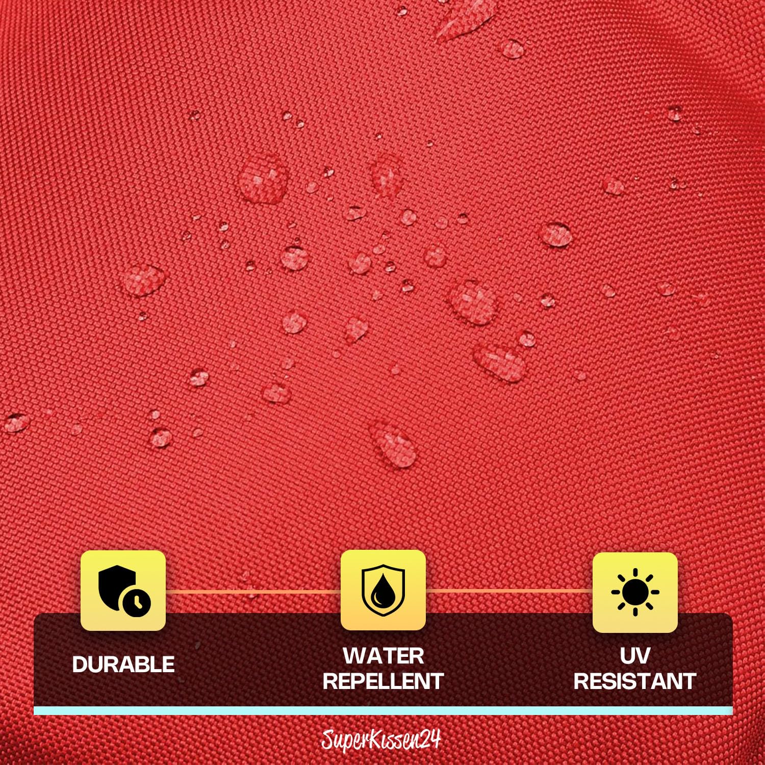 SuperKissen24. Coussin Dossier pour Banc de Jardin Canapé - 100x50 cm et Appui 100x60 cm + 2X 48x96 cm Coussin de Chaise Longue - Bain de Soleil - Intérieur/Extérieur - Imperméable - Rouge