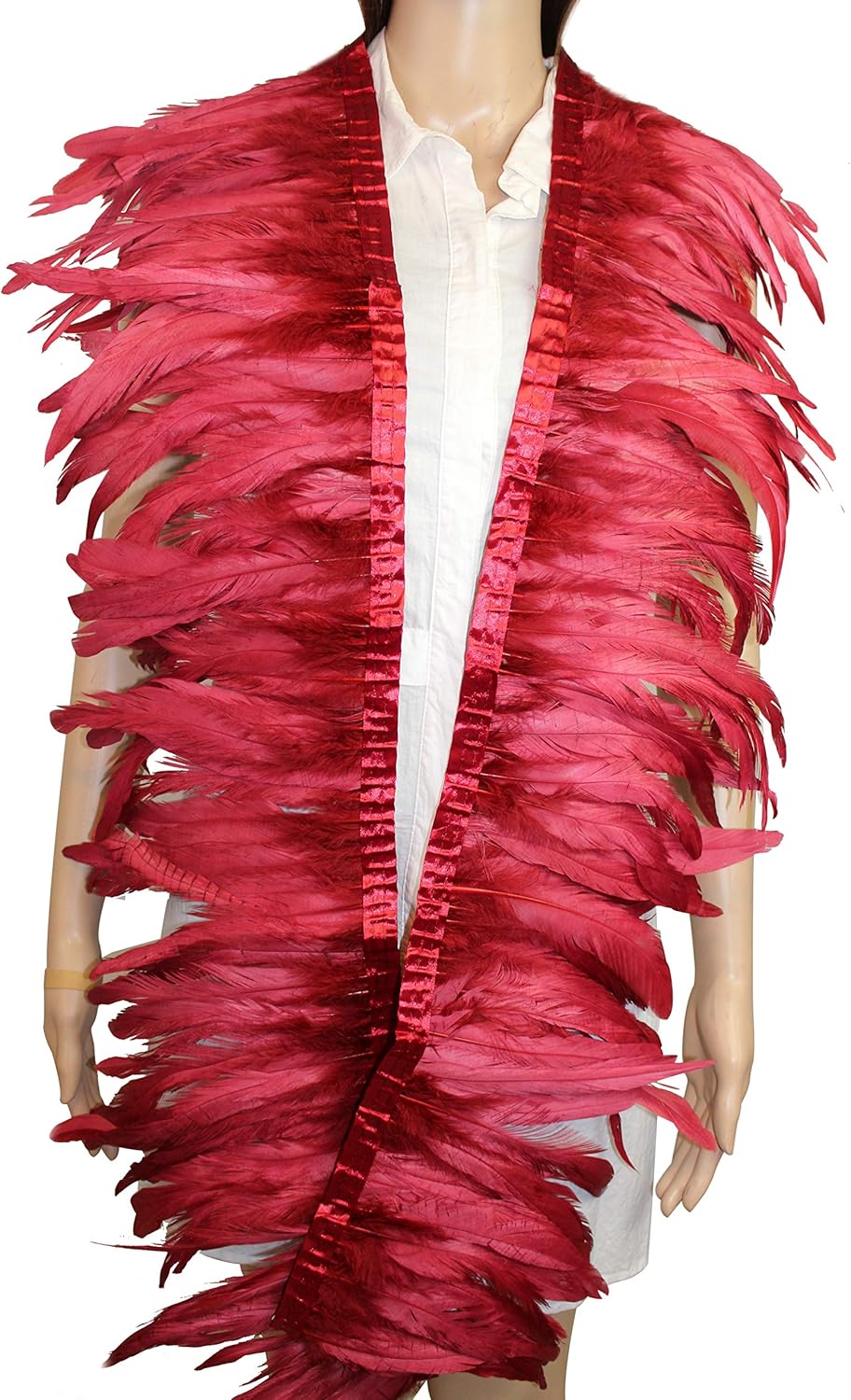 7 Color 2 Yard Long,10-12 inch Height Rooster Coque Feather Fringe Trim, for Skirt Dress Costume Roster Feather Trim (Lime Green)