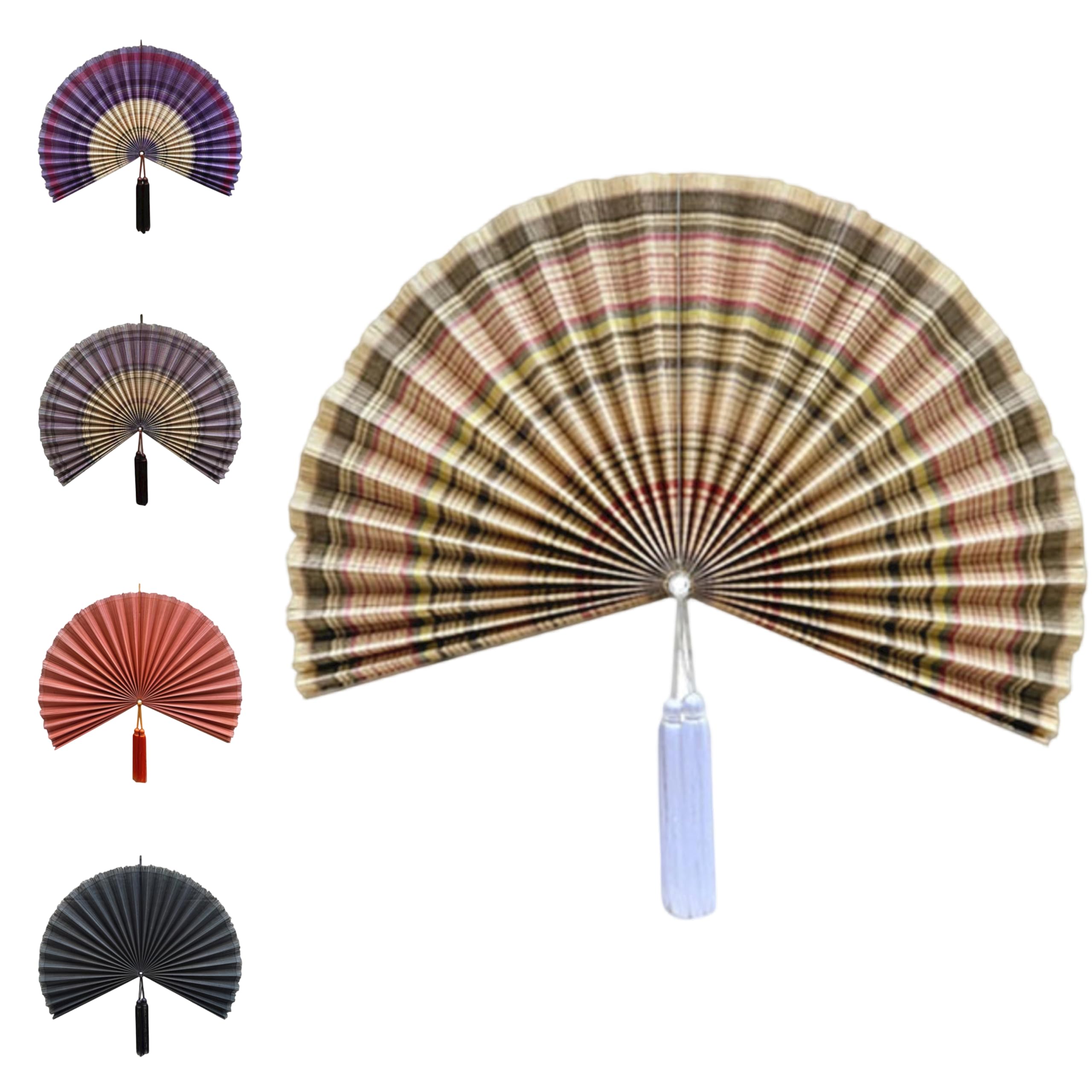 Handcrafted White Wall Fan, 40 Inch Decorative Bamboo Wall Decor, Large Japanese Art Piece, Asian Inspired Fireplace Decor, Vibrant Statement Wall Art for Living Room (A)