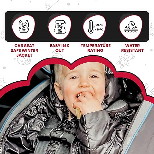 Miniatura 2 de ONE KID The Road Coat Down Chaqueta de invierno segura para asiento de automóvil, probada en choques, unisex, 12 meses-8 años