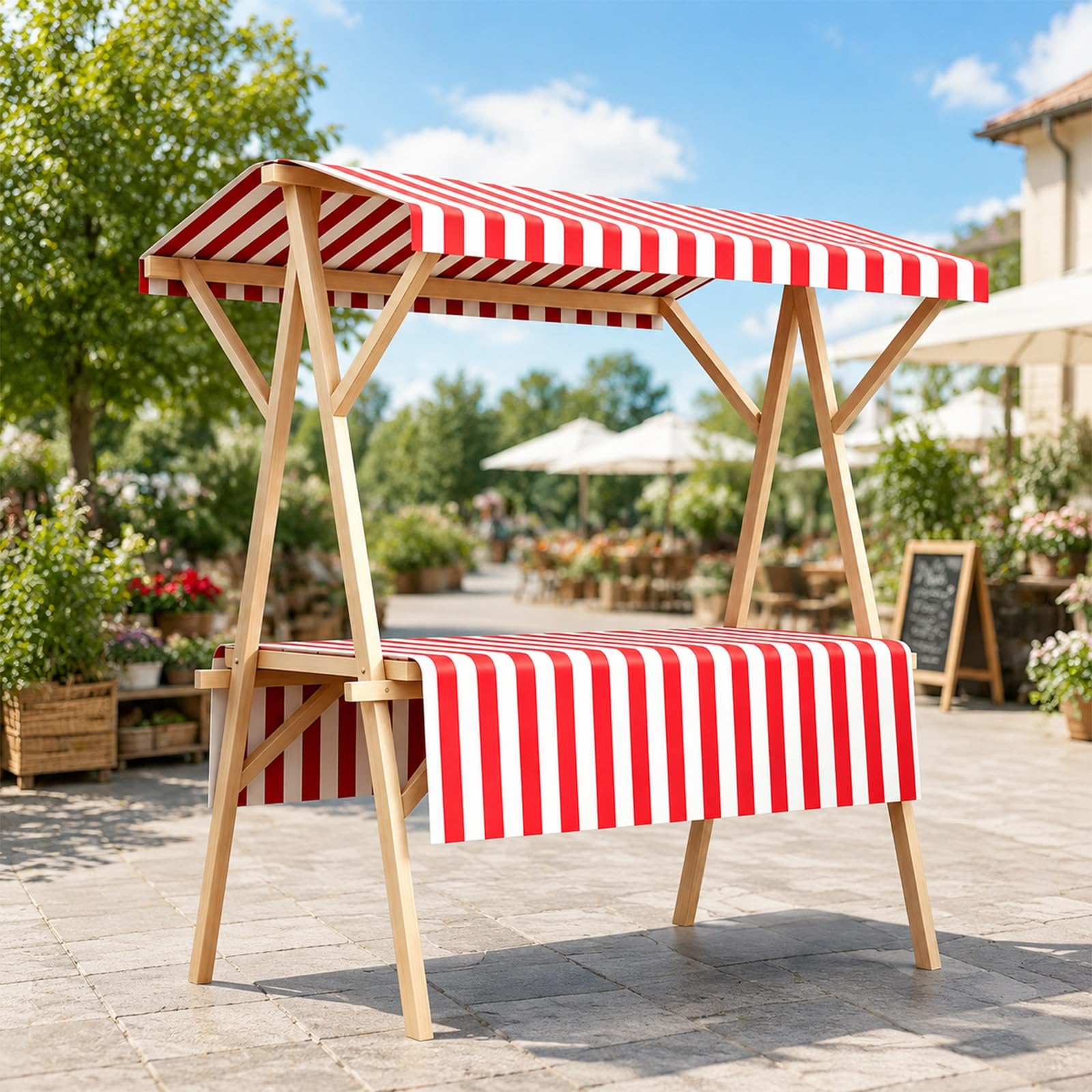 Składany Outdoor Wózek Sprzedawcy Z Daszkiem, Przenośne Stoisko Targowe, Wózek Gastronomiczny Dla Biznesu Targi Festiwale Jarmarki Rękodzieła I Sklep Tymczasowy(Pink,L 120cm/47.2in)