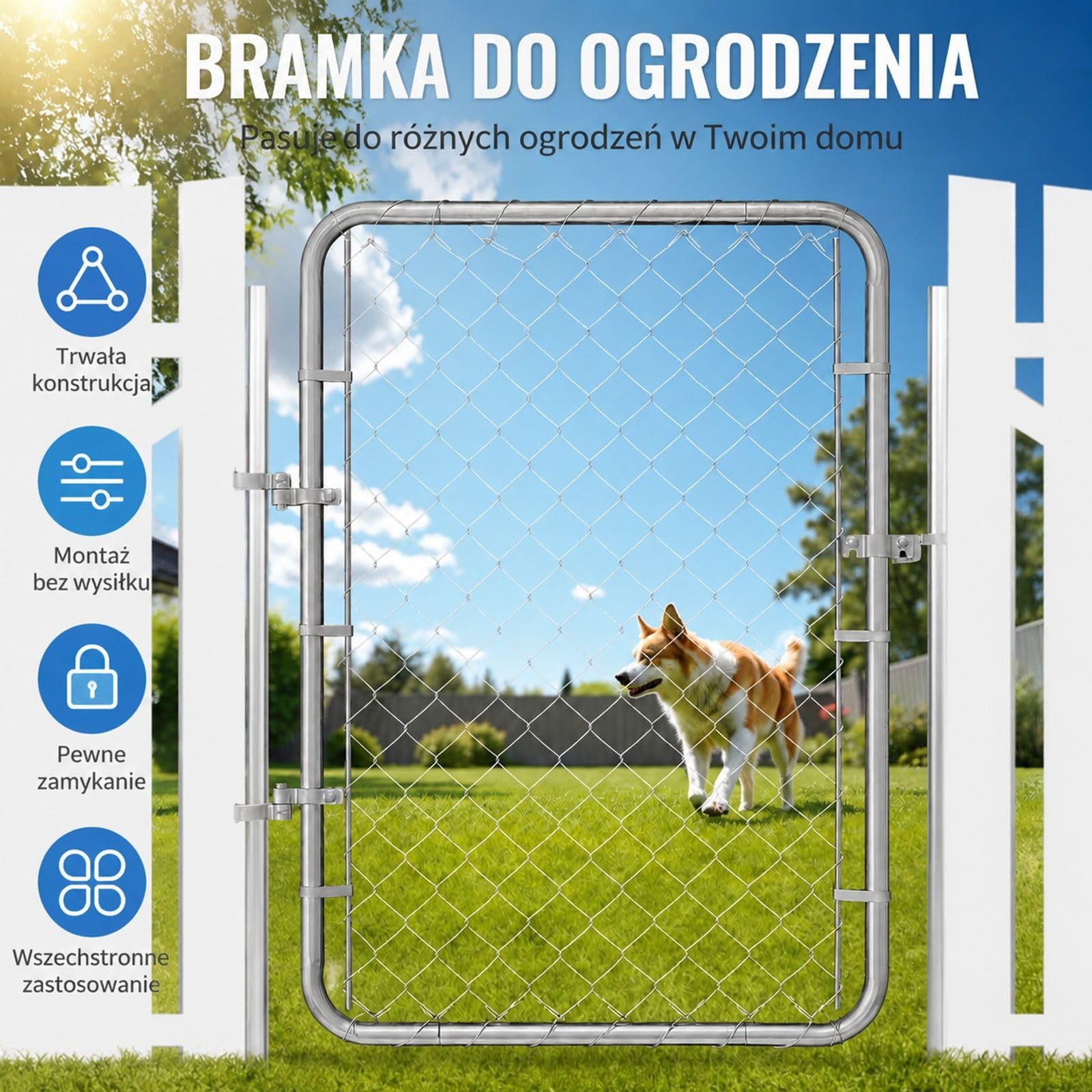 Brama ogrodowa z siatki bez słupków
