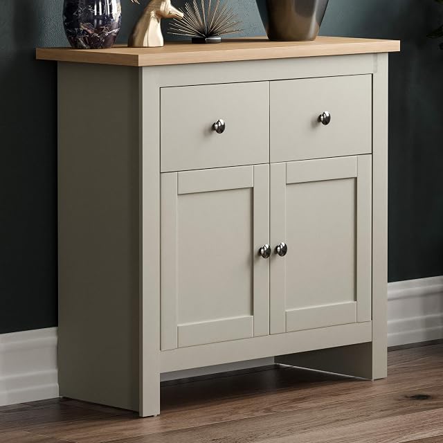 Vida Designs Arlington Sideboard, Buffet Table, Cupboard Cabinet Engineered Wood (Grey & Oak, 2 Drawer 2 Door)