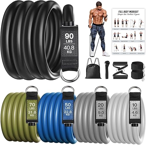 Bandas de resistencia pesadas de 240 libras para entrenamiento, bandas de resistencia NITEEN con asas, bandas de ejercicio de peso para hombres y