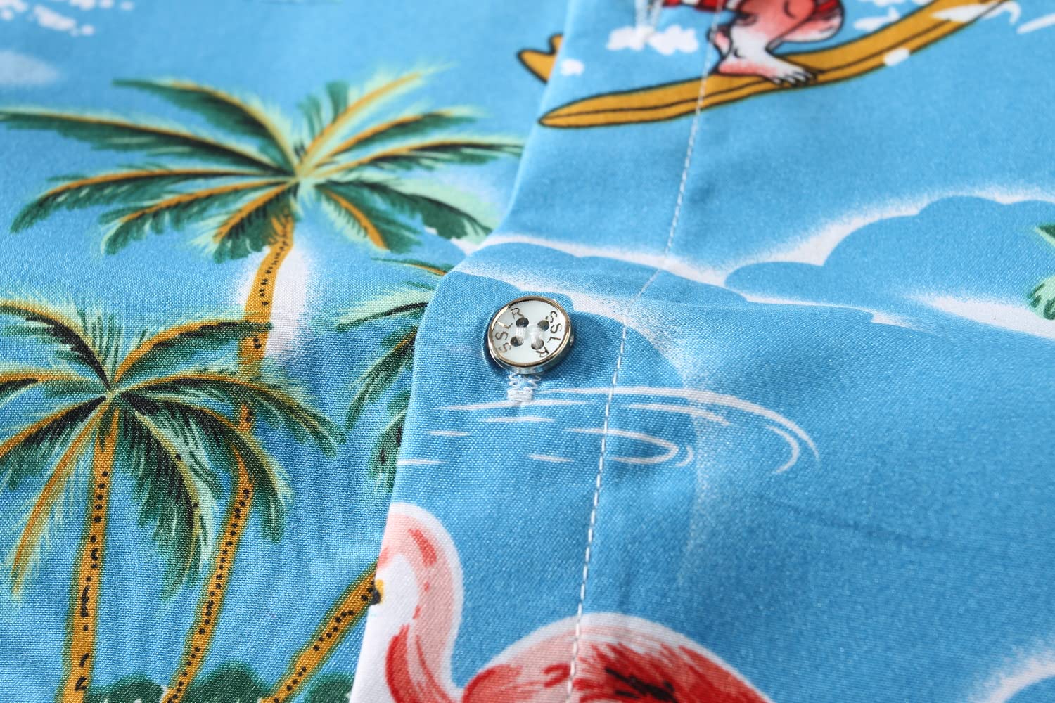 SSLR Men's Flamingo Hawaiian Shirt - Deep Purple Short Sleeve Aloha Button Down Shirt (Medium)