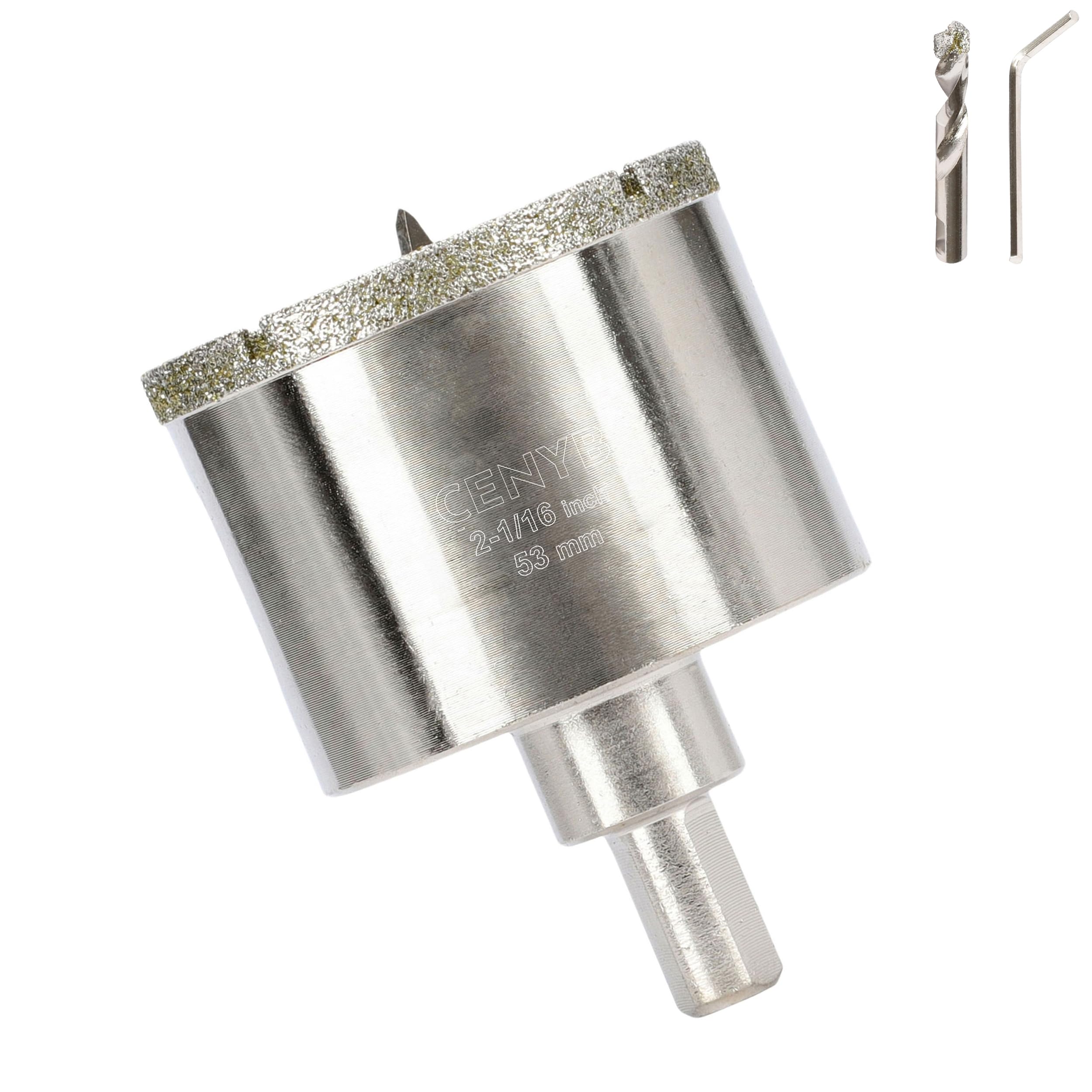2-1/16 Inch 53mm Tile Hole Cutter Drill Bit Diamond Metal Hole Saw with Center Pilot Drill – Diamond-Coated for Marble, Granite, Ceramics, Porcelain Tiles, Glass — image 1